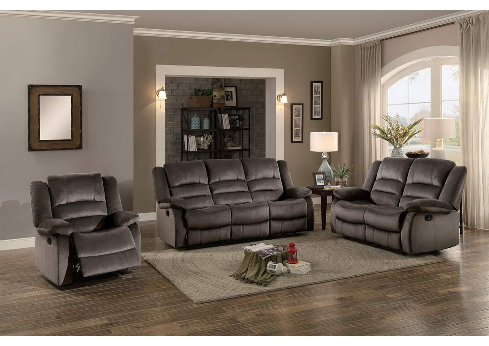 Reclining Chair, Chocolate Fabric,Homelegance