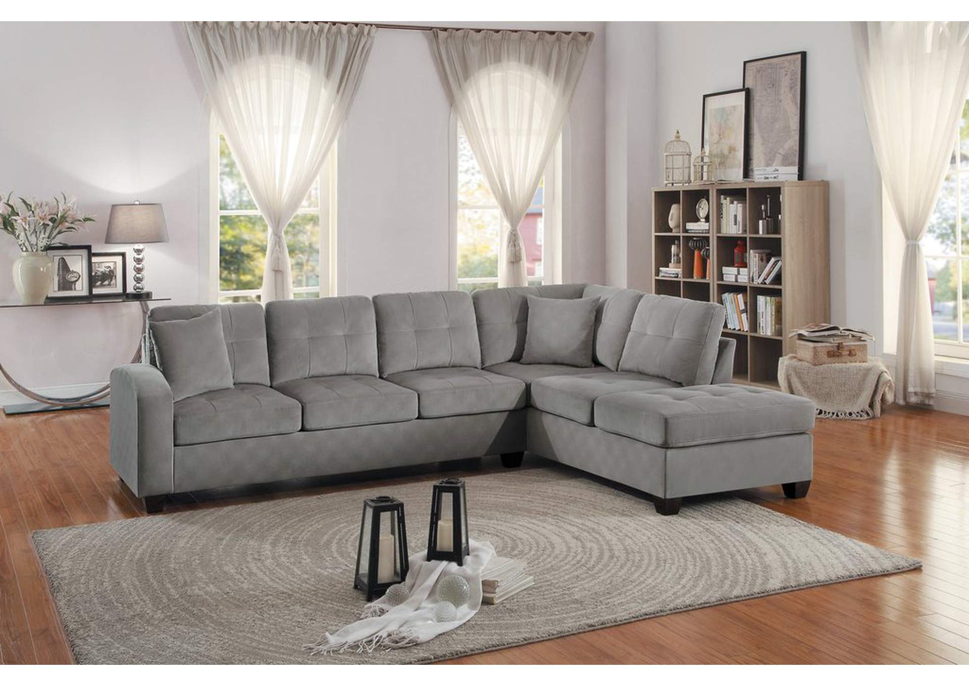 Lsf/Rsf 3-Seater,Reversible,Taupe Fabric,Homelegance