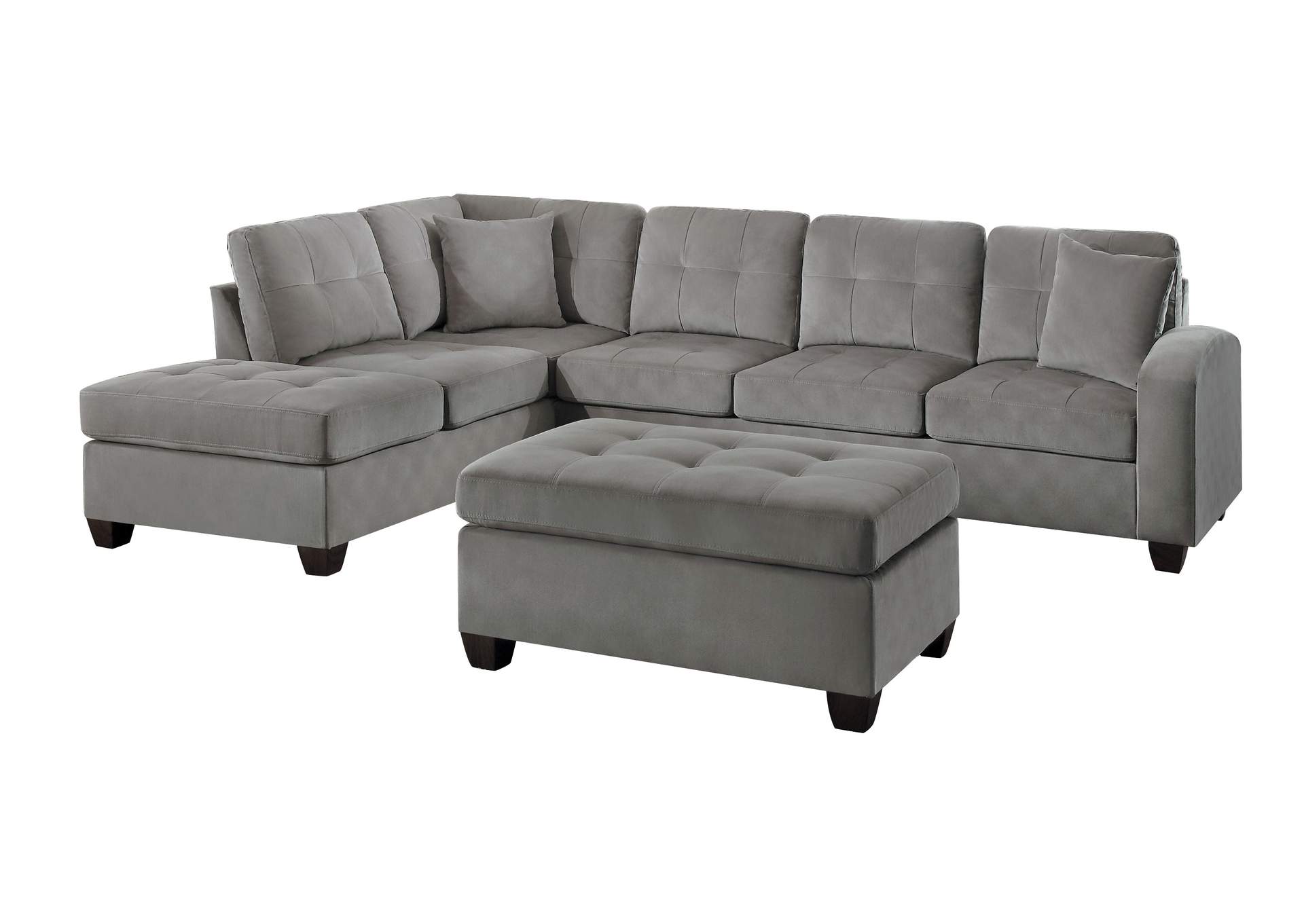 Taupe 3-Piece Reversible Sectional with Ottoman,Homelegance