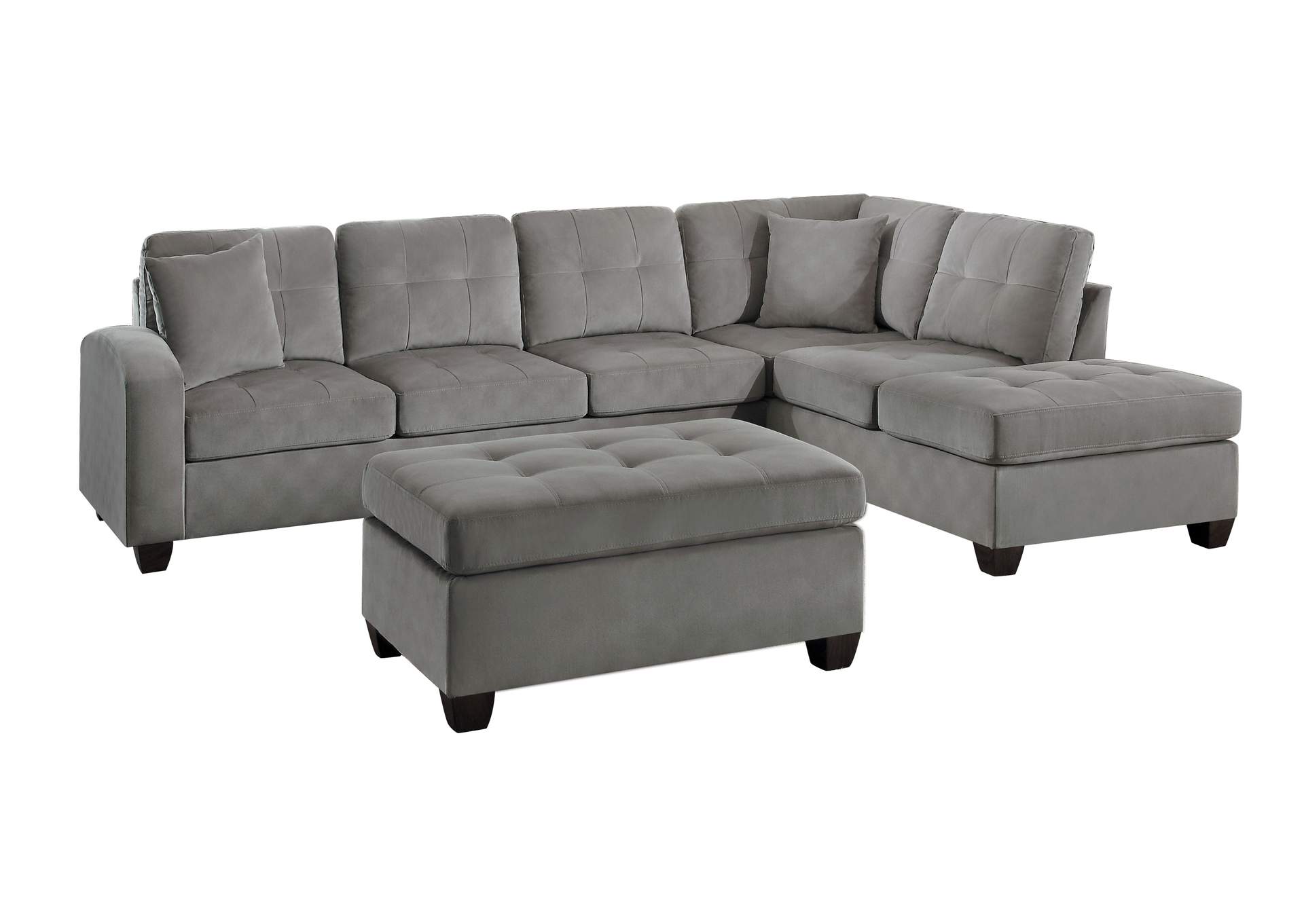 Taupe 3-Piece Reversible Sectional with Ottoman,Homelegance