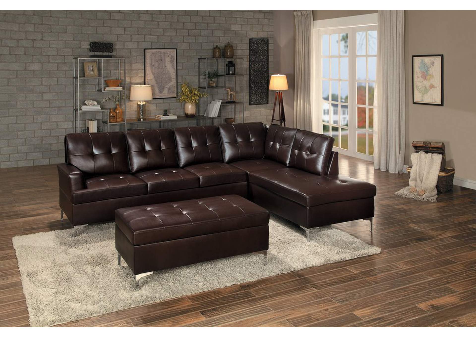 Brown Ottoman Pu,Homelegance