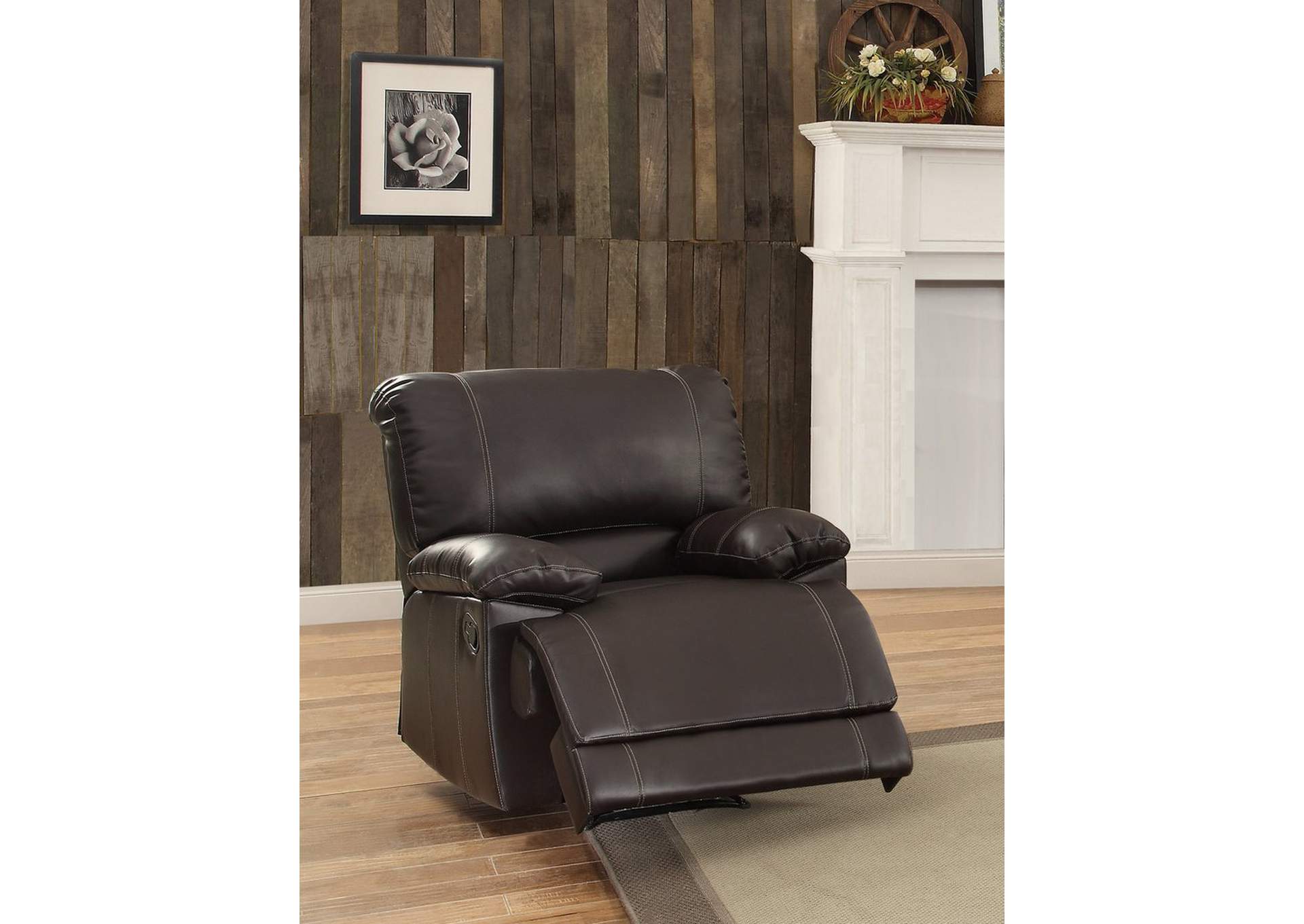 Chair, Reclining, Dark Brw P/U,Homelegance