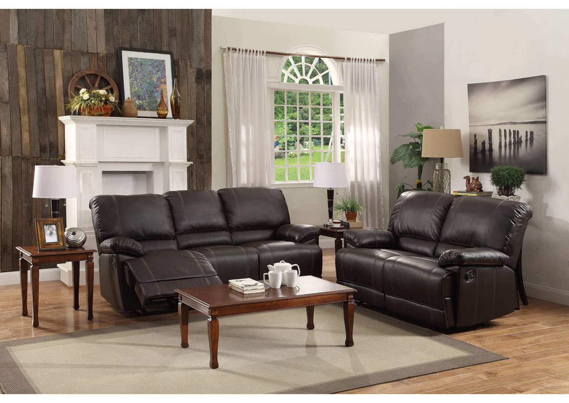 Loveseat, Double Reclining,Dark Brw P/U,Homelegance