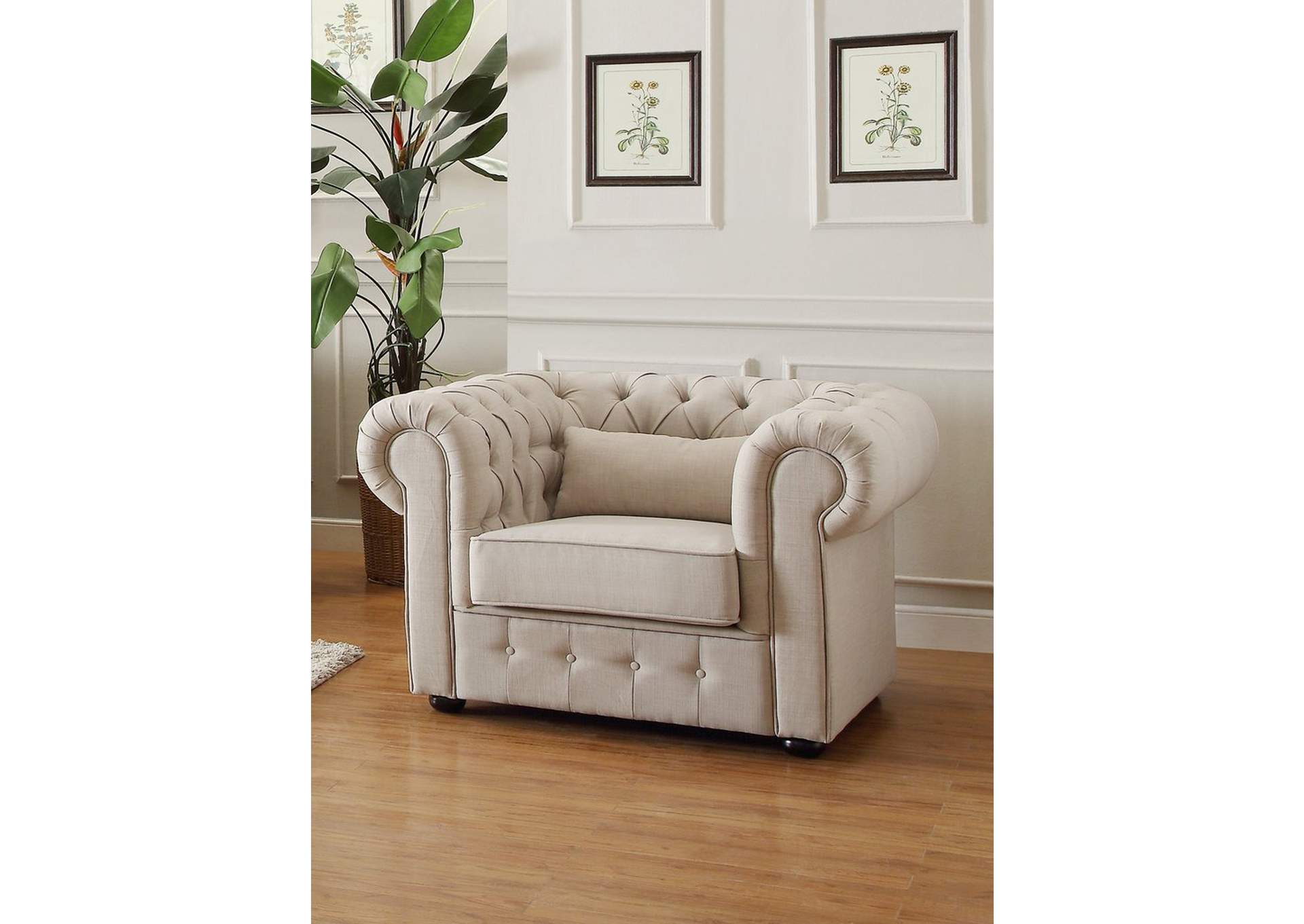 Chair, 1 Pillow, 100% Polyester,Homelegance