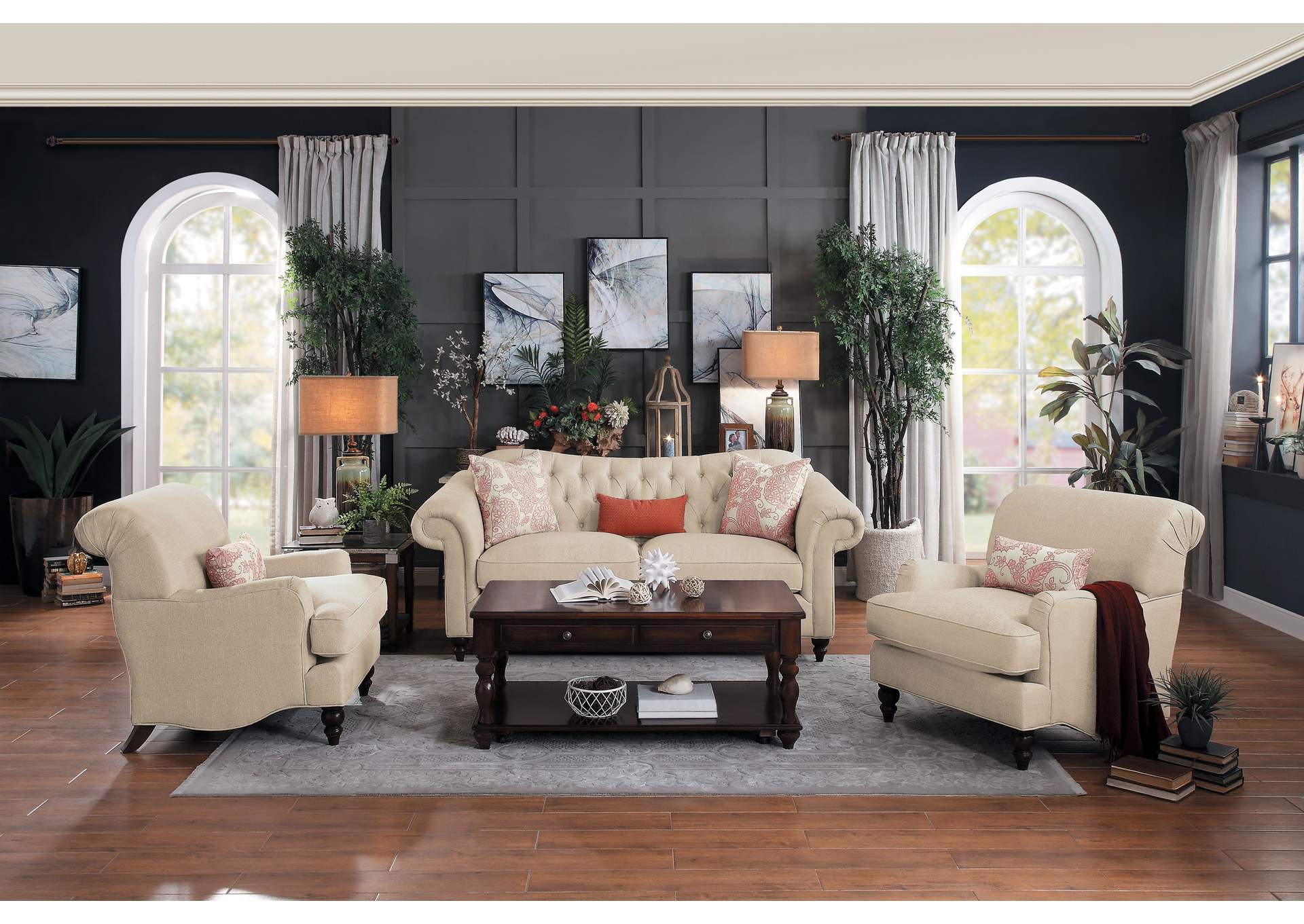 Beige Studio Sofa,Homelegance