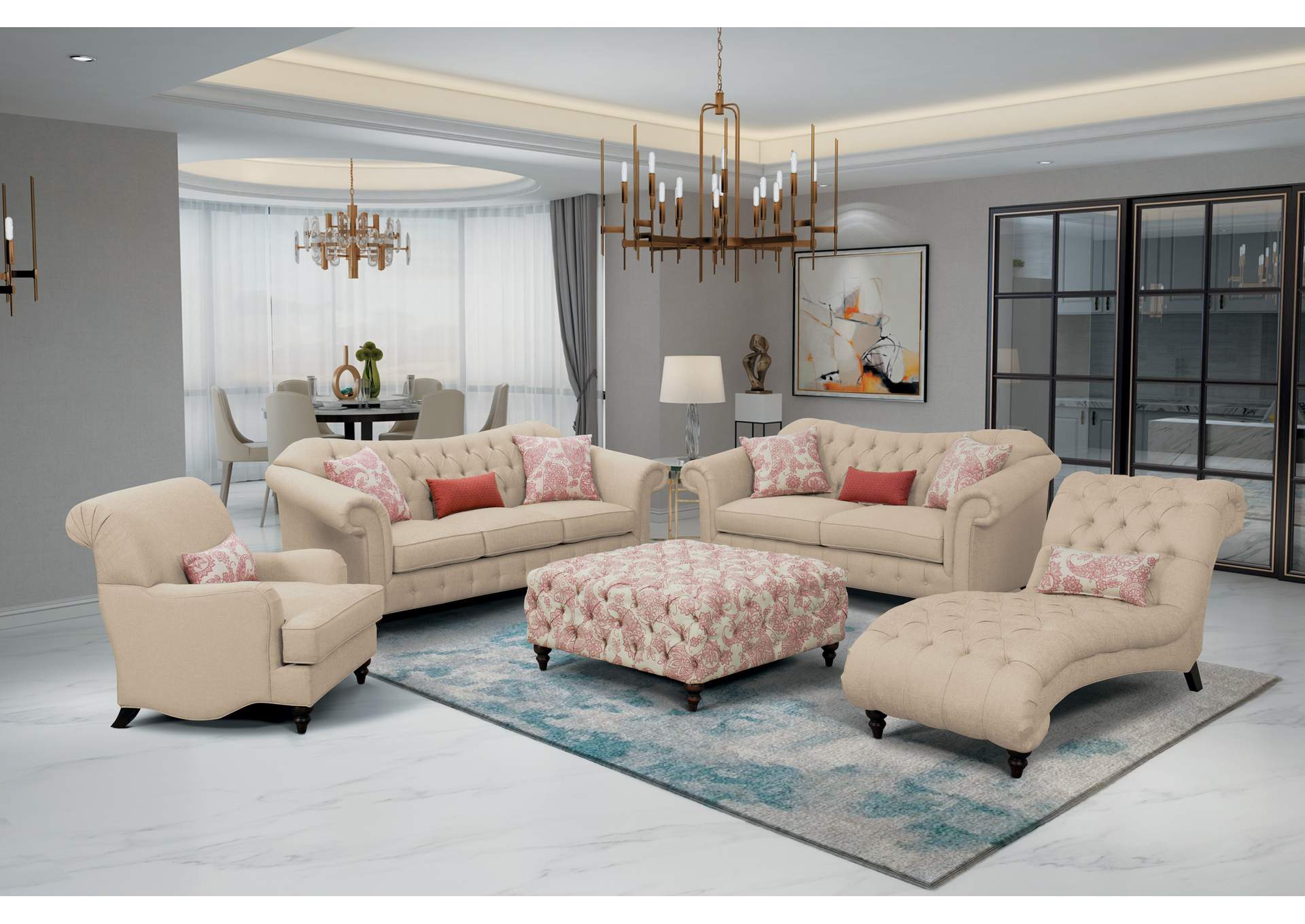 Beige Studio Sofa,Homelegance