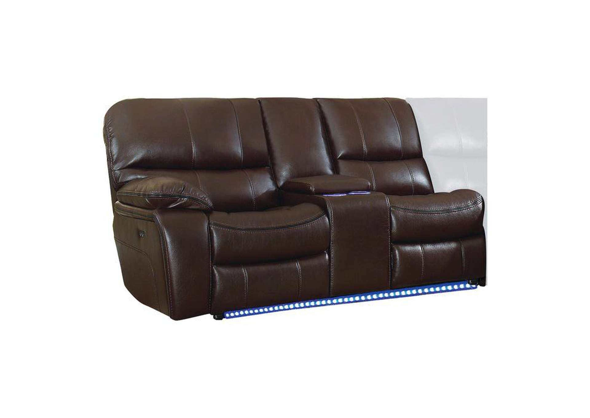 Pecos Power Left Side Reclining Love Seat With Center Console, Led And Usb Port,Homelegance