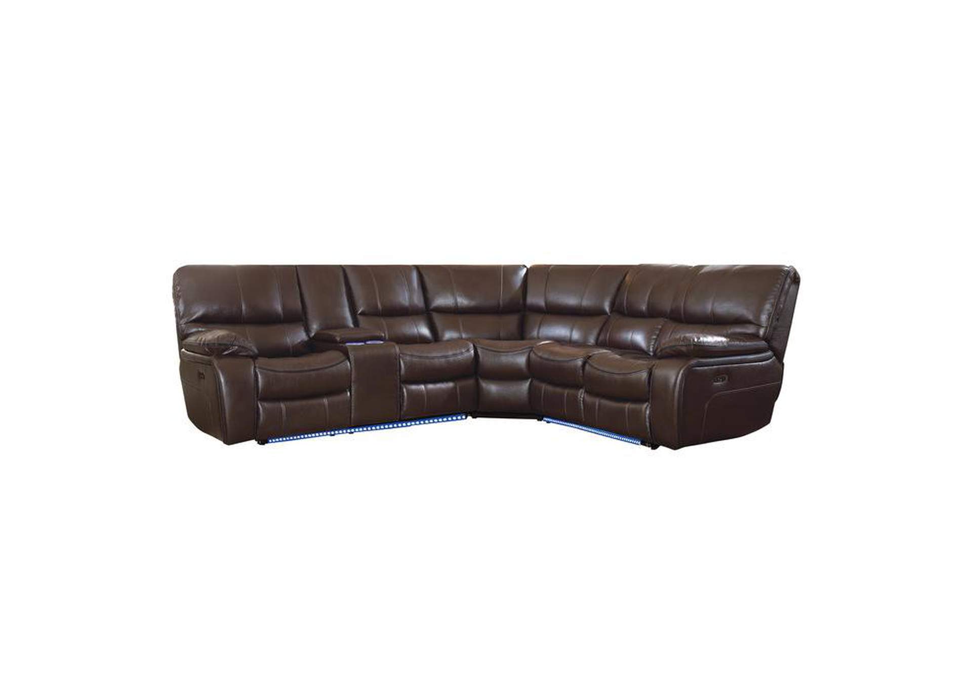 Pecos 3-Piece Power Reclining Sectional With Left Console, Led And Usb Ports,Homelegance