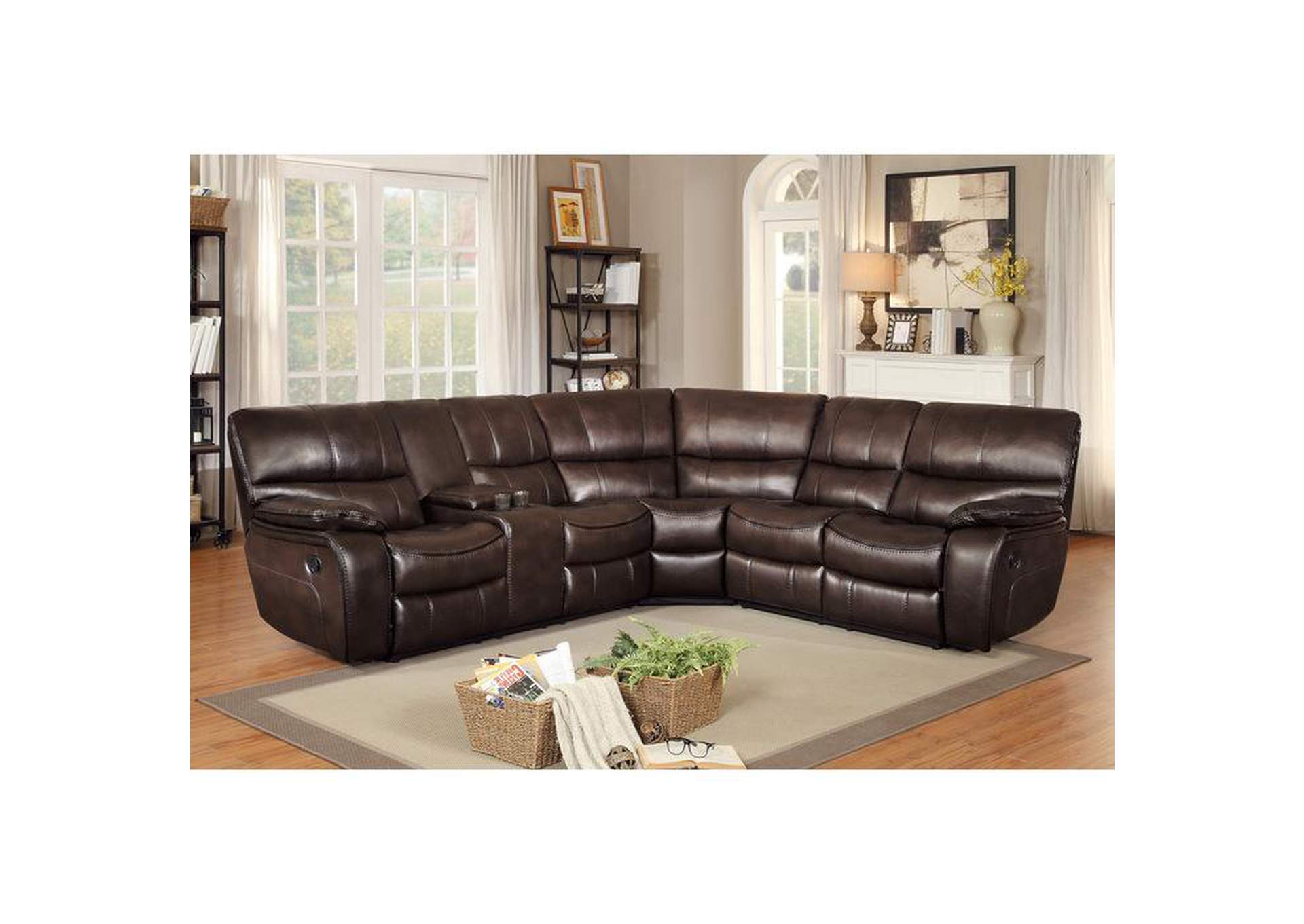 Pecos 3-Piece Reclining Sectional With Left Console,Homelegance