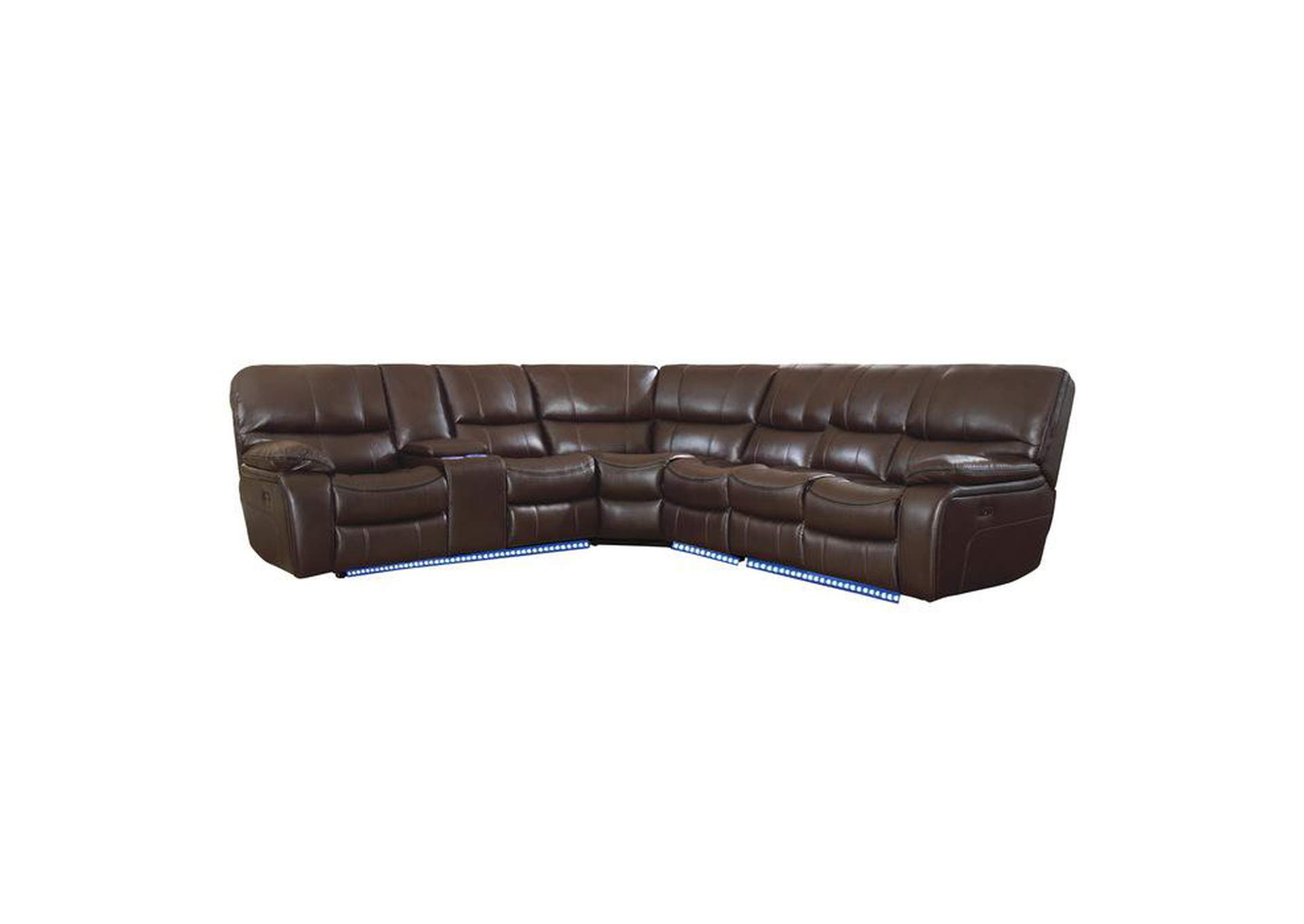 Pecos 4-Piece Modular Power Reclining Sectional With Left Console, Led And Usb Ports,Homelegance