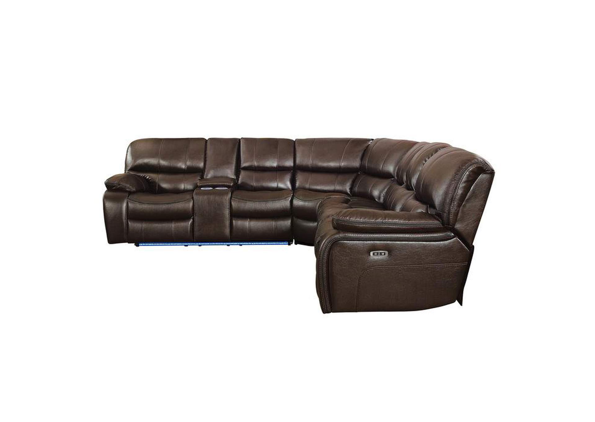 Pecos 4-Piece Modular Power Reclining Sectional With Left Console, Led And Usb Ports,Homelegance