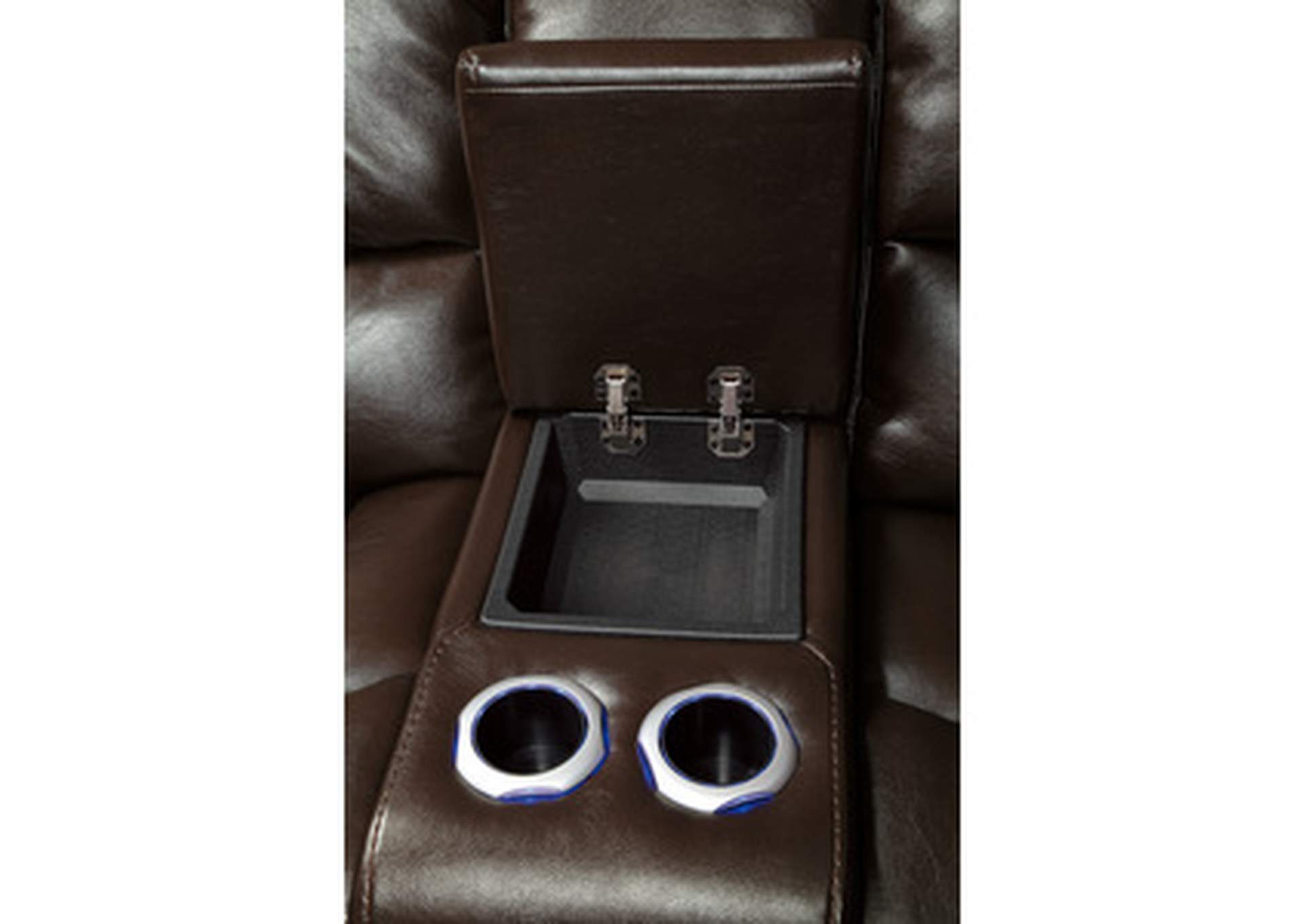 Pecos Power Left Side Reclining Love Seat With Center Console, Led And Usb Port,Homelegance