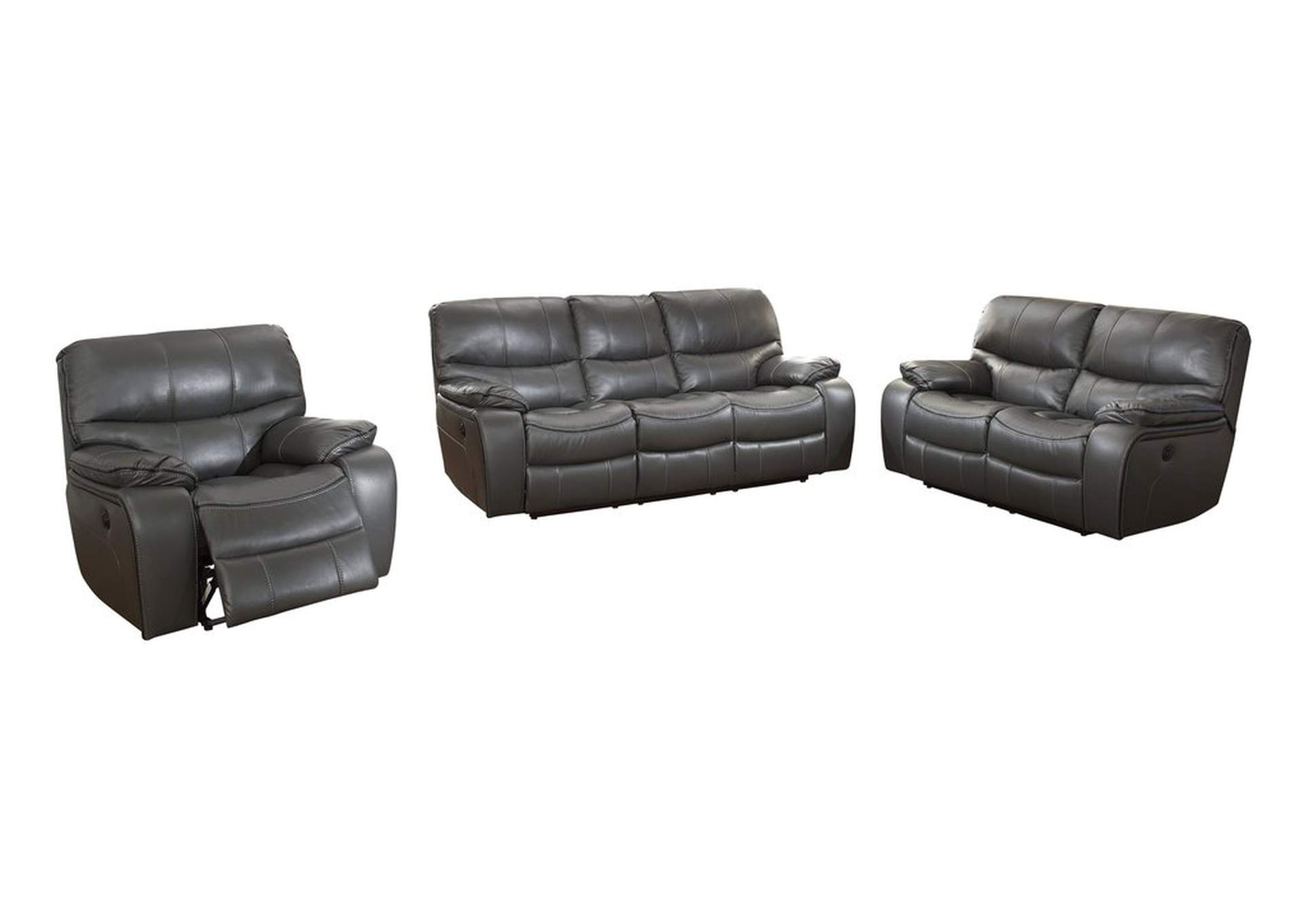 P.Dbl Rcln Sofa,Gry Ltr Gel Mtcl14,Homelegance