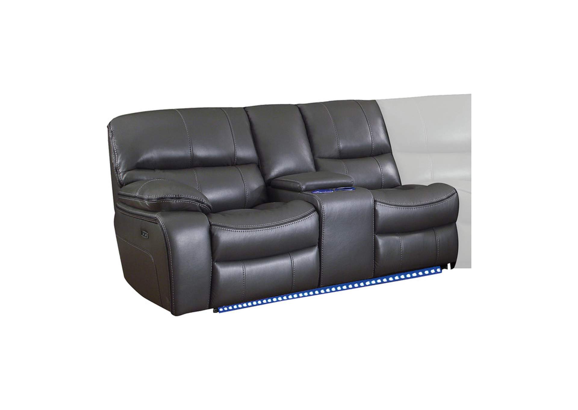 Power Left Side Reclining Love Seat with Center Console, LED and USB Port,Homelegance