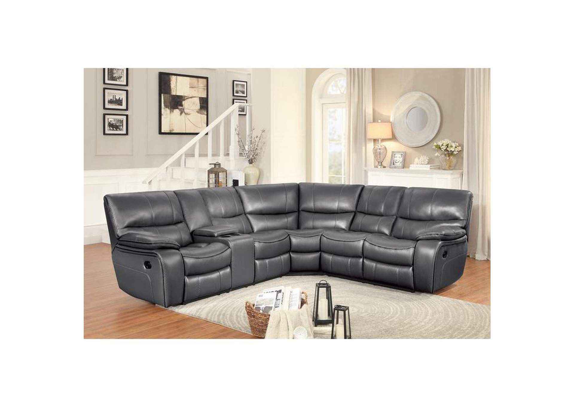 Pecos 3-Piece Reclining Sectional With Left Console,Homelegance