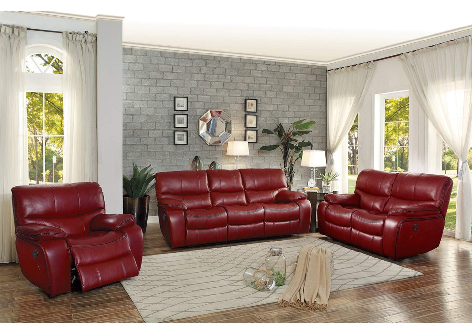 Power Reclining Chair,Red Ltr Gel Match,Homelegance