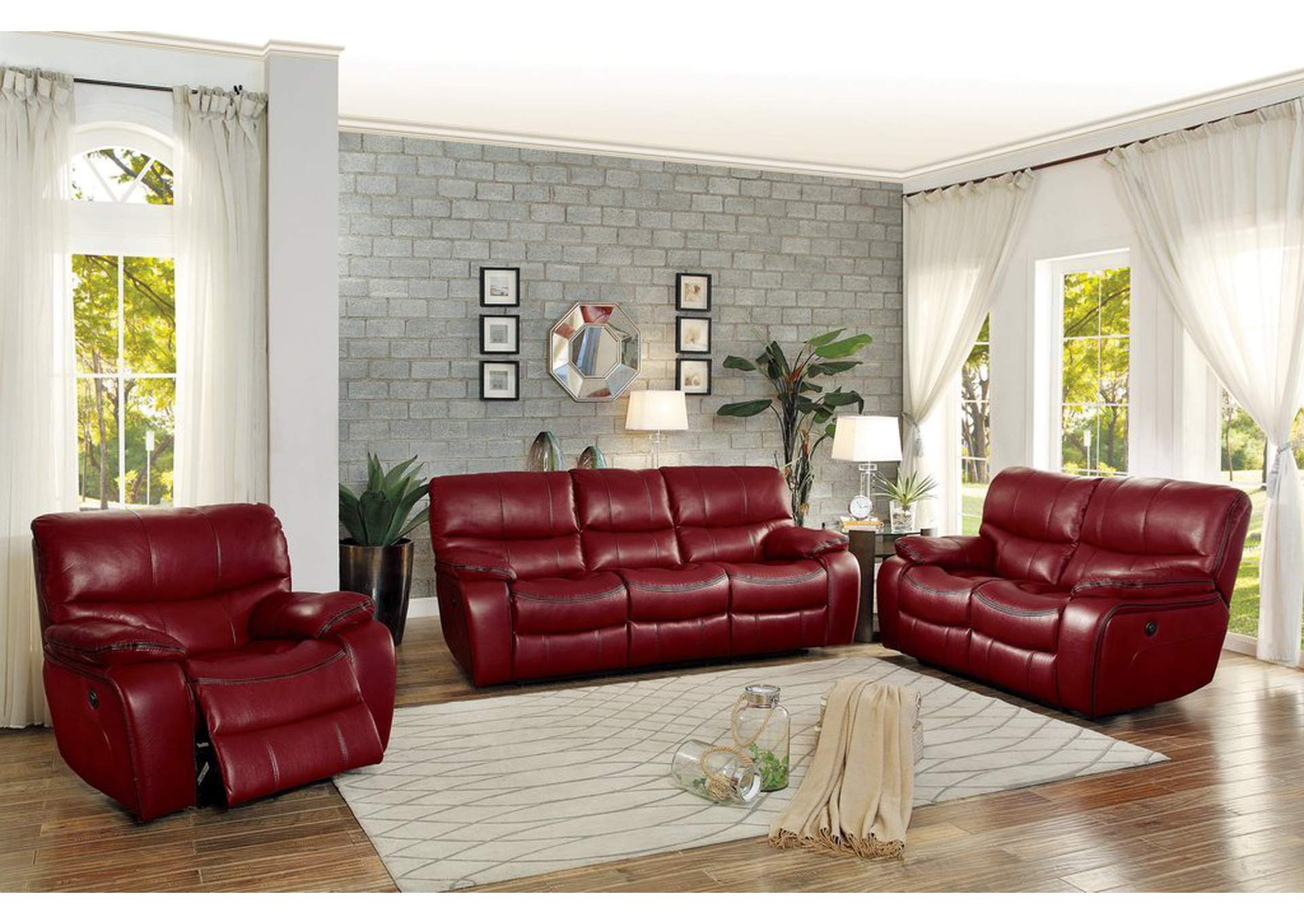 Pwr Rcln Sofa,Red Ltr Gel Match,Homelegance