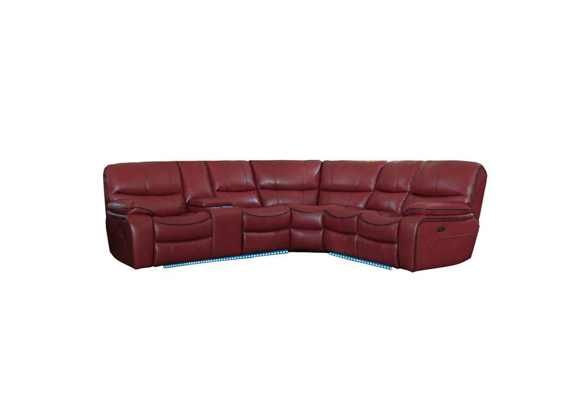 Pecos 3-Piece Power Reclining Sectional With Left Console, Led And Usb Ports,Homelegance
