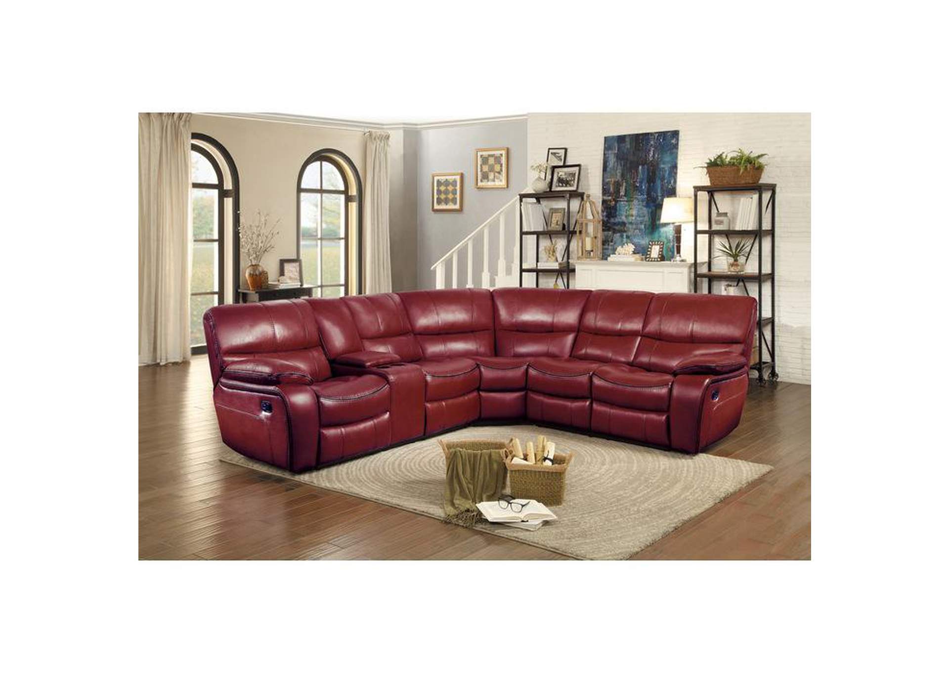 Pecos 3-Piece Reclining Sectional With Left Console,Homelegance