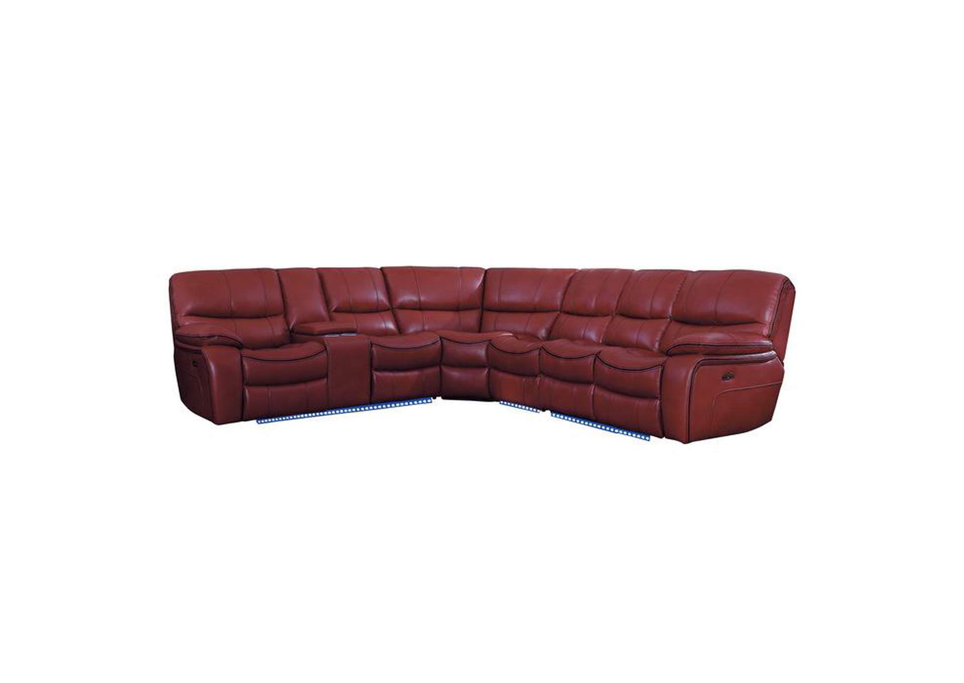 Pecos 4-Piece Modular Power Reclining Sectional With Left Console, Led And Usb Ports,Homelegance