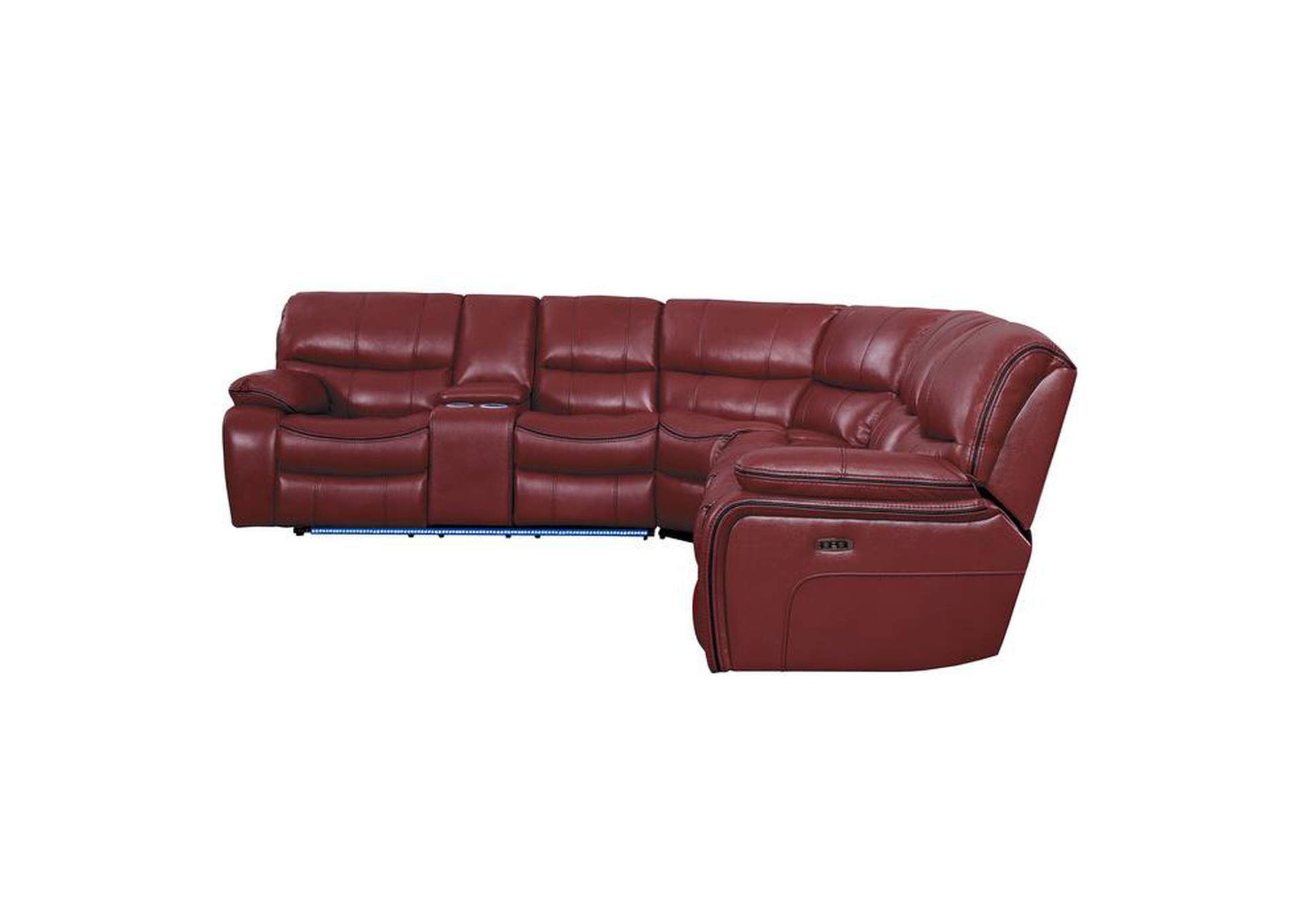 Pecos 4-Piece Modular Power Reclining Sectional With Left Console, Led And Usb Ports,Homelegance