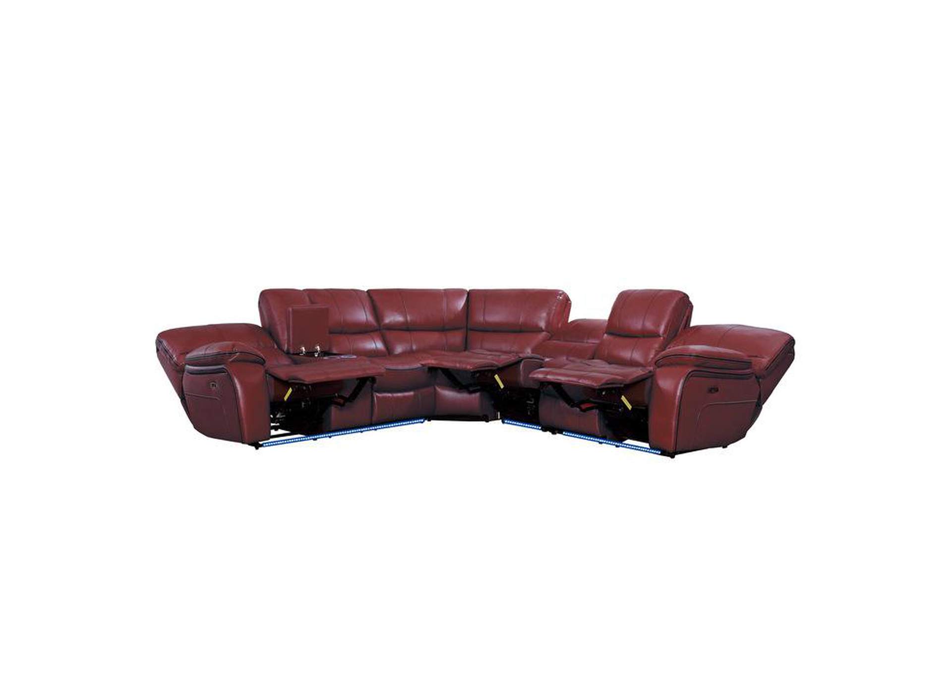 Pecos 4-Piece Modular Power Reclining Sectional With Left Console, Led And Usb Ports,Homelegance