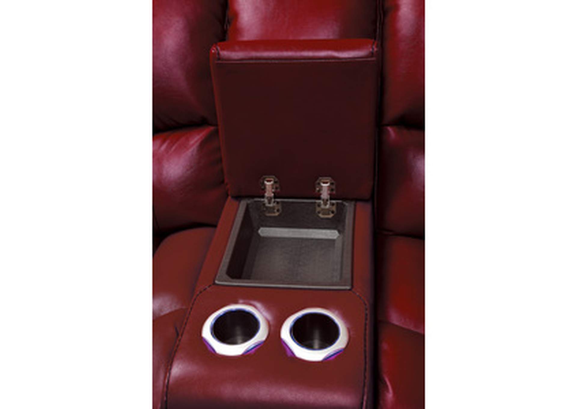 Pecos Power Left Side Reclining Love Seat With Center Console, Led And Usb Port,Homelegance