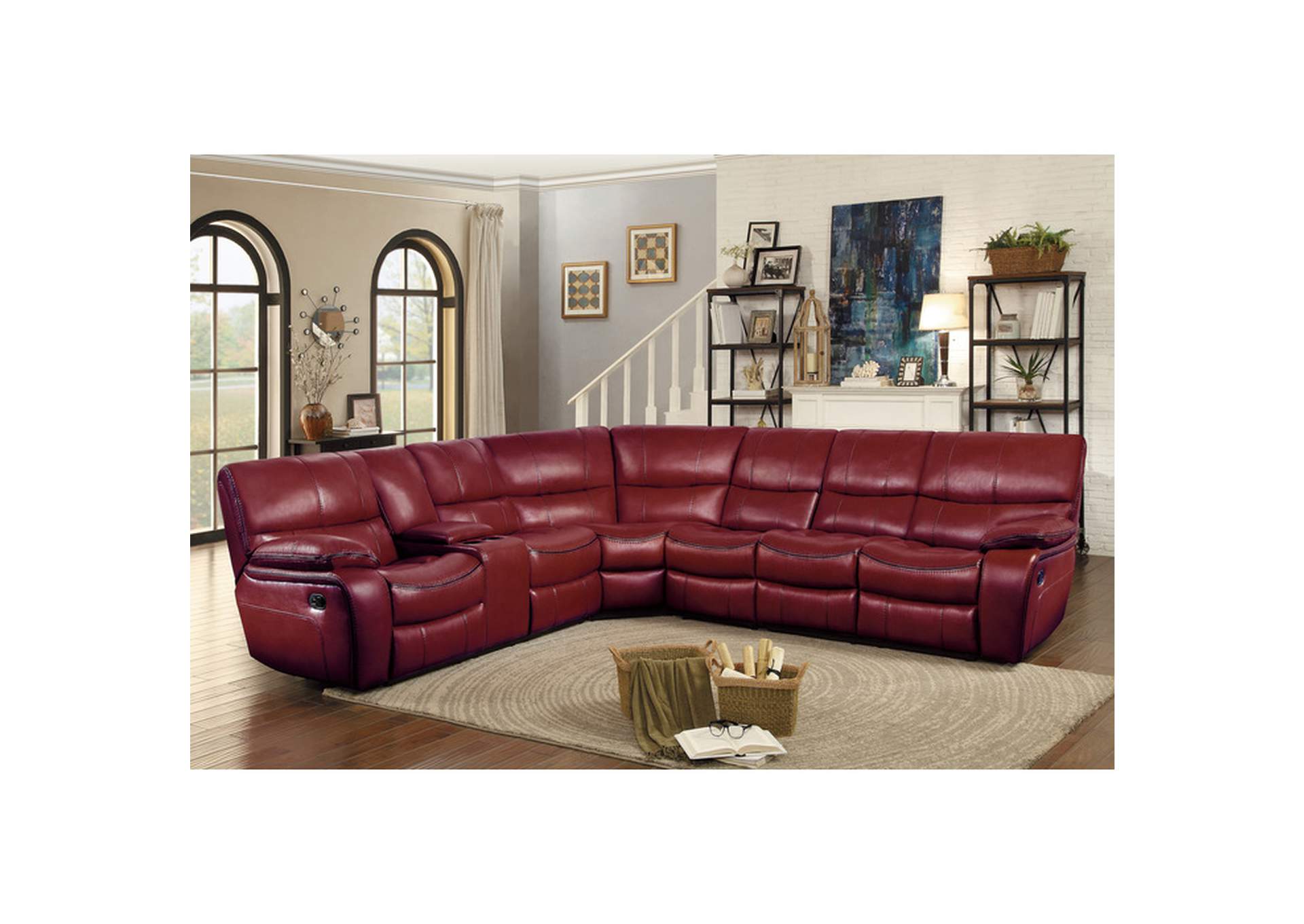 Left Side Reclining Love Seat with Center Console,Homelegance