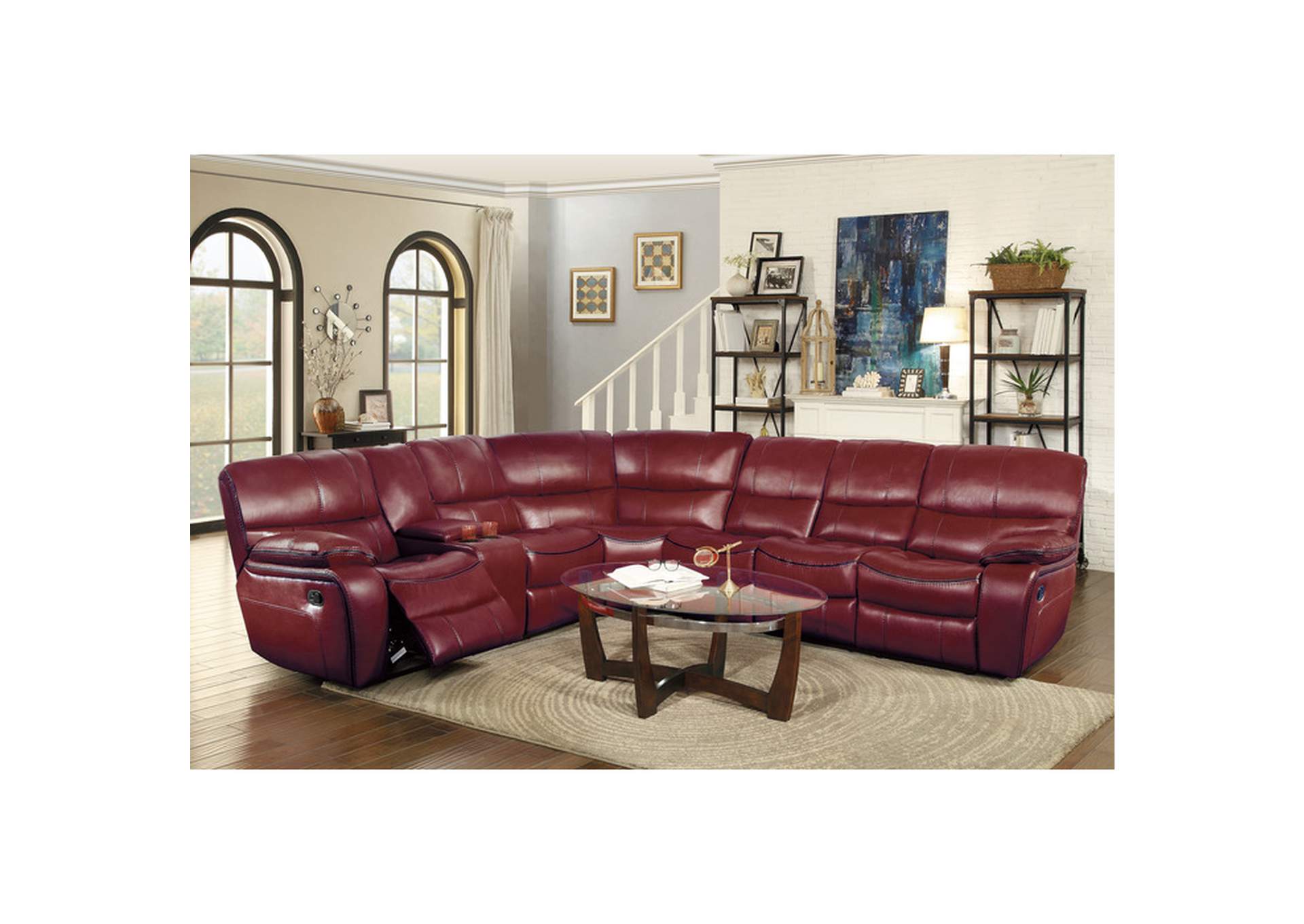 Left Side Reclining Love Seat with Center Console,Homelegance
