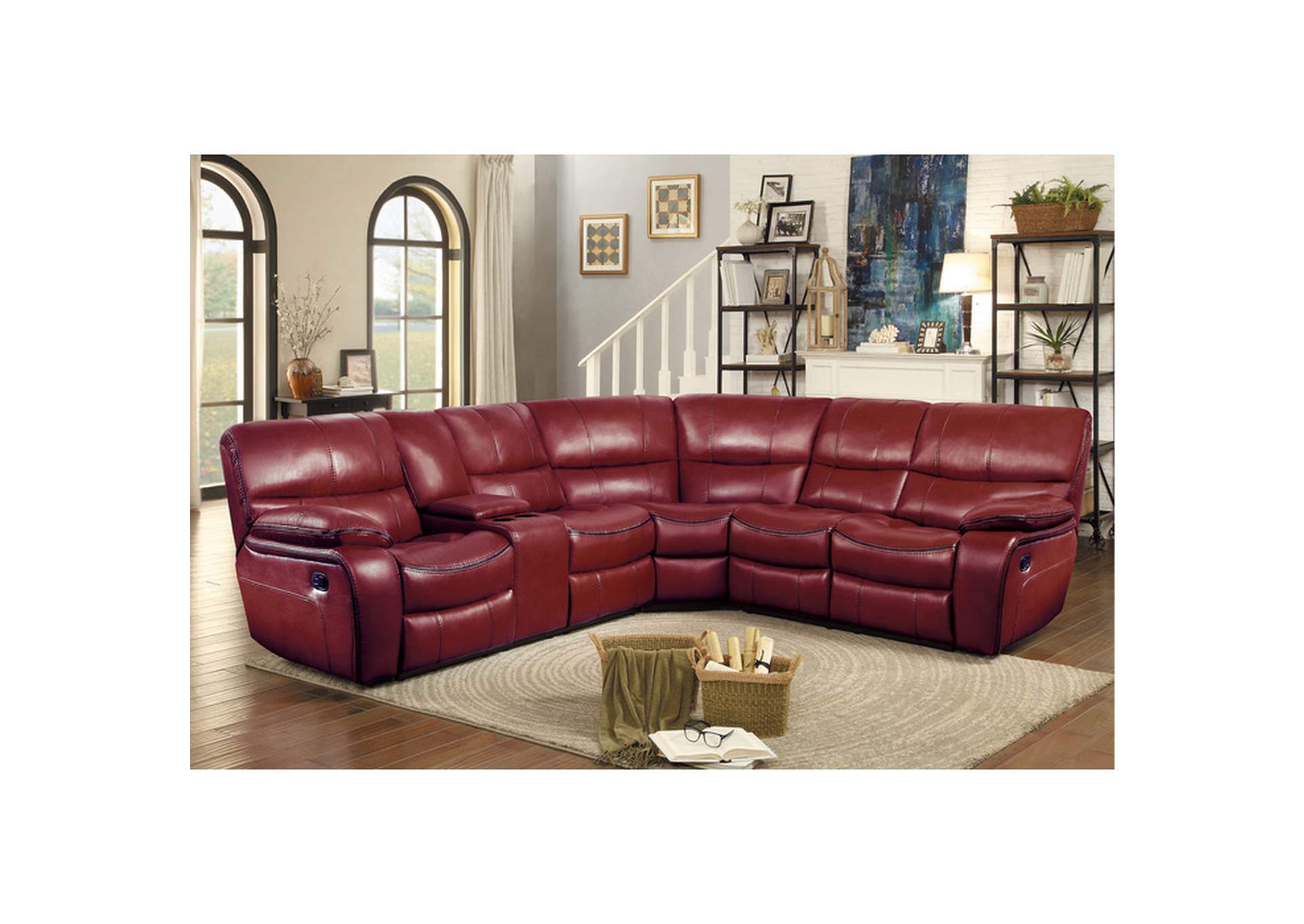 Left Side Reclining Love Seat with Center Console,Homelegance