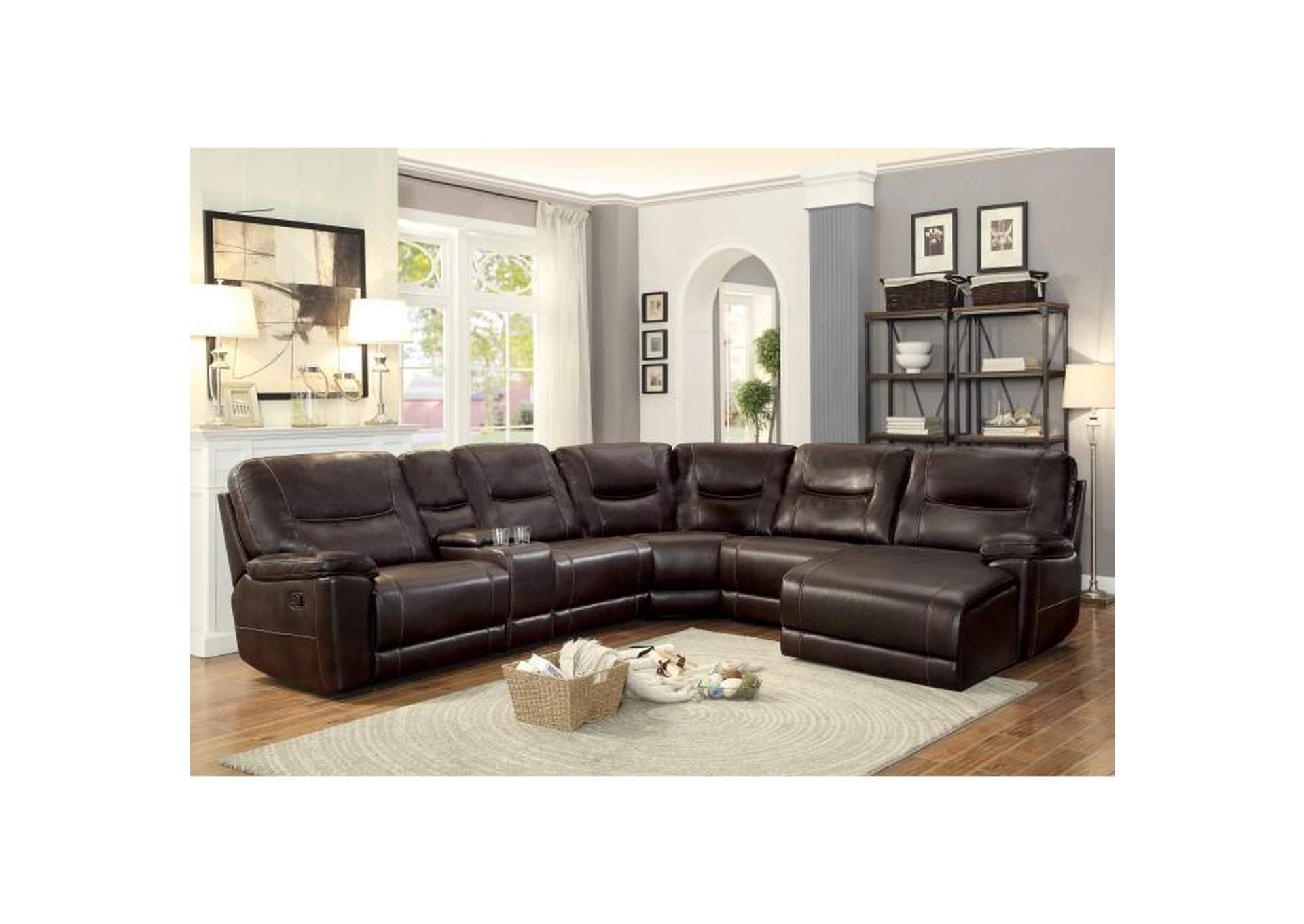 Columbus 6-Piece Modular Reclining Sectional With Right Chaise,Homelegance