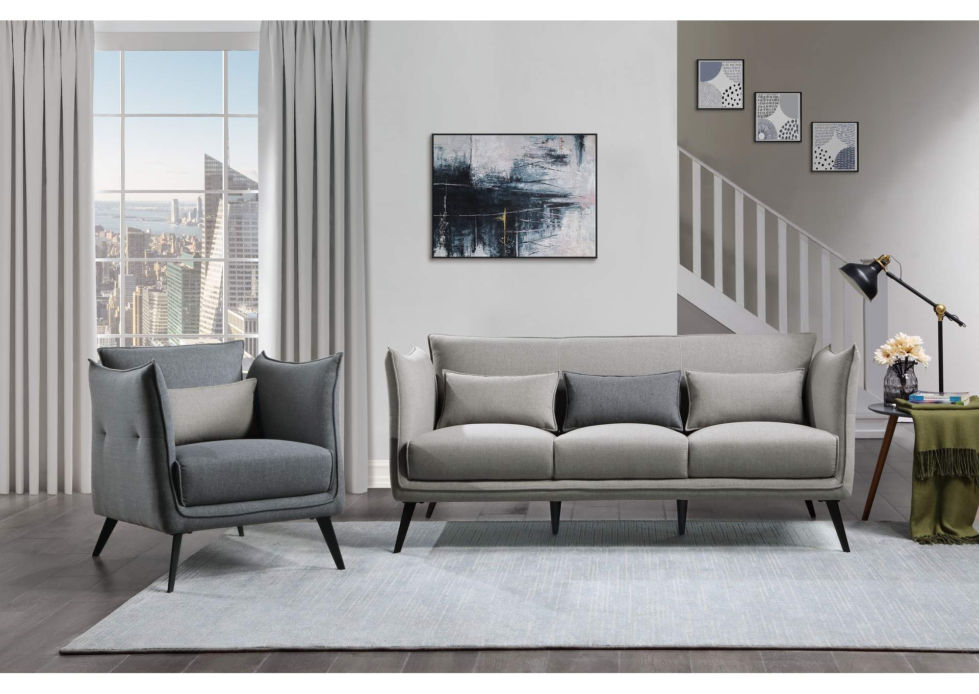 Light Gray Studio Sofa,Homelegance