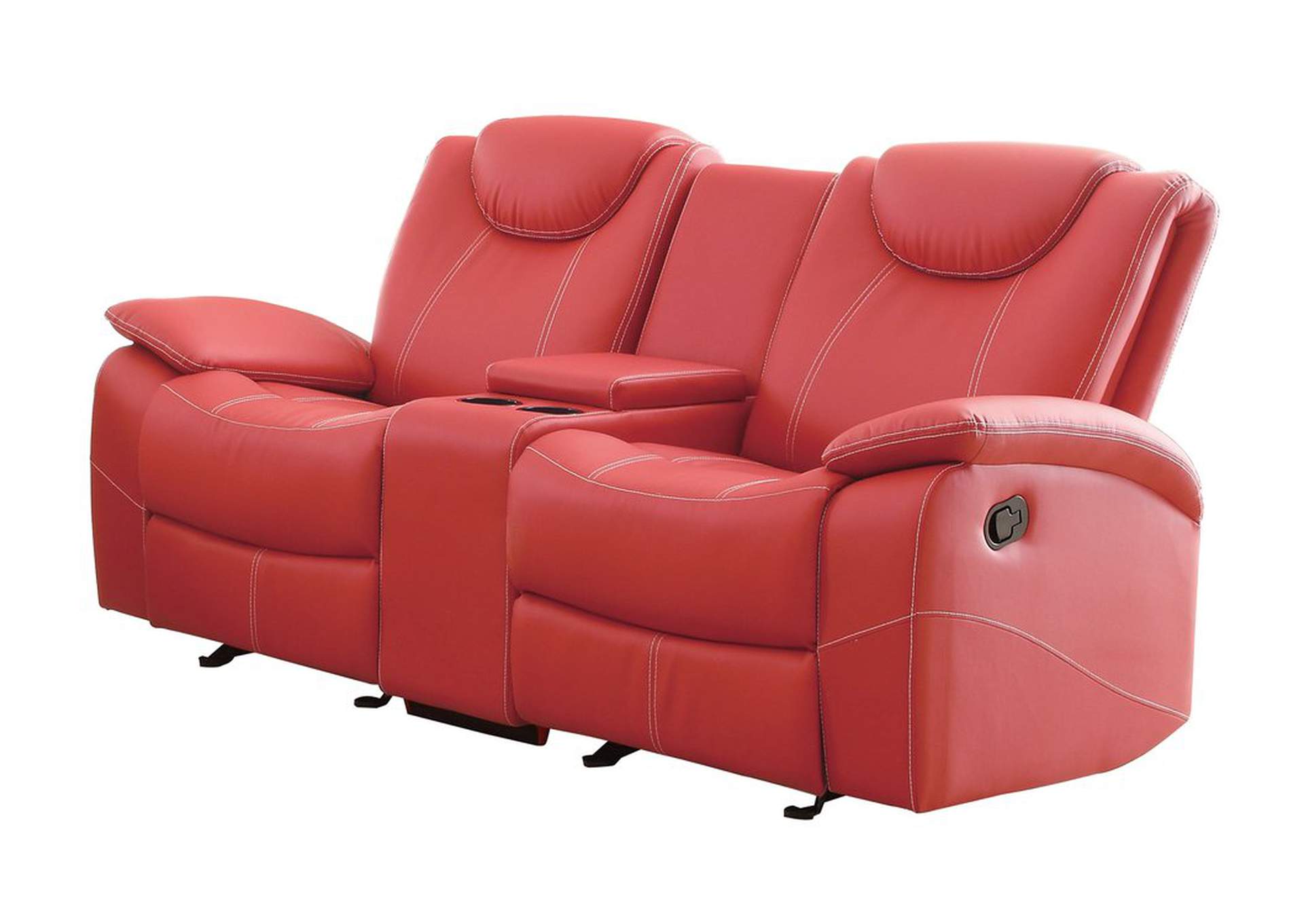 D. Reclining Loveseat, Red Bonded Leather Match,Homelegance