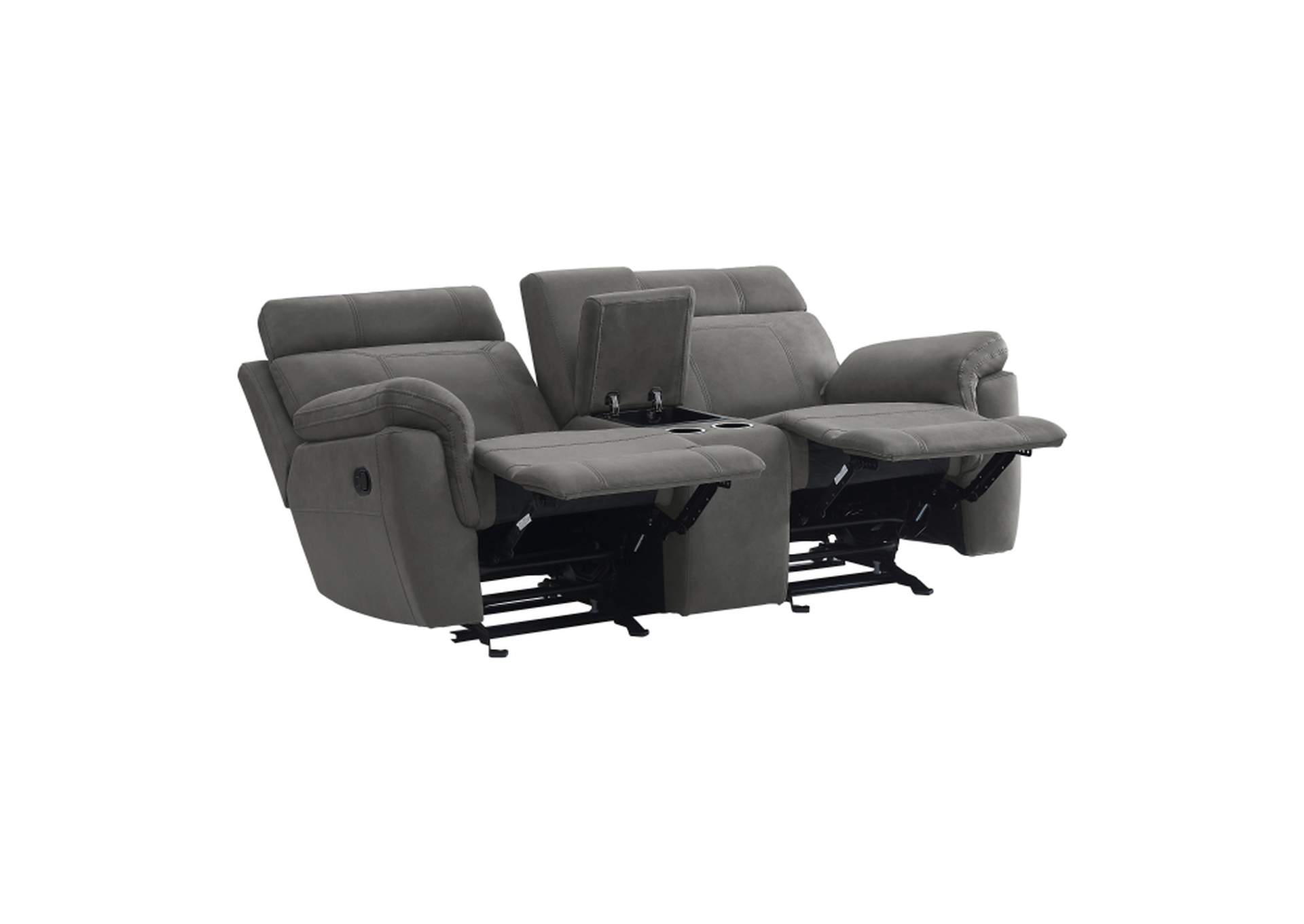 Clifton Double Glider Reclining Love Seat with Center Console,Homelegance
