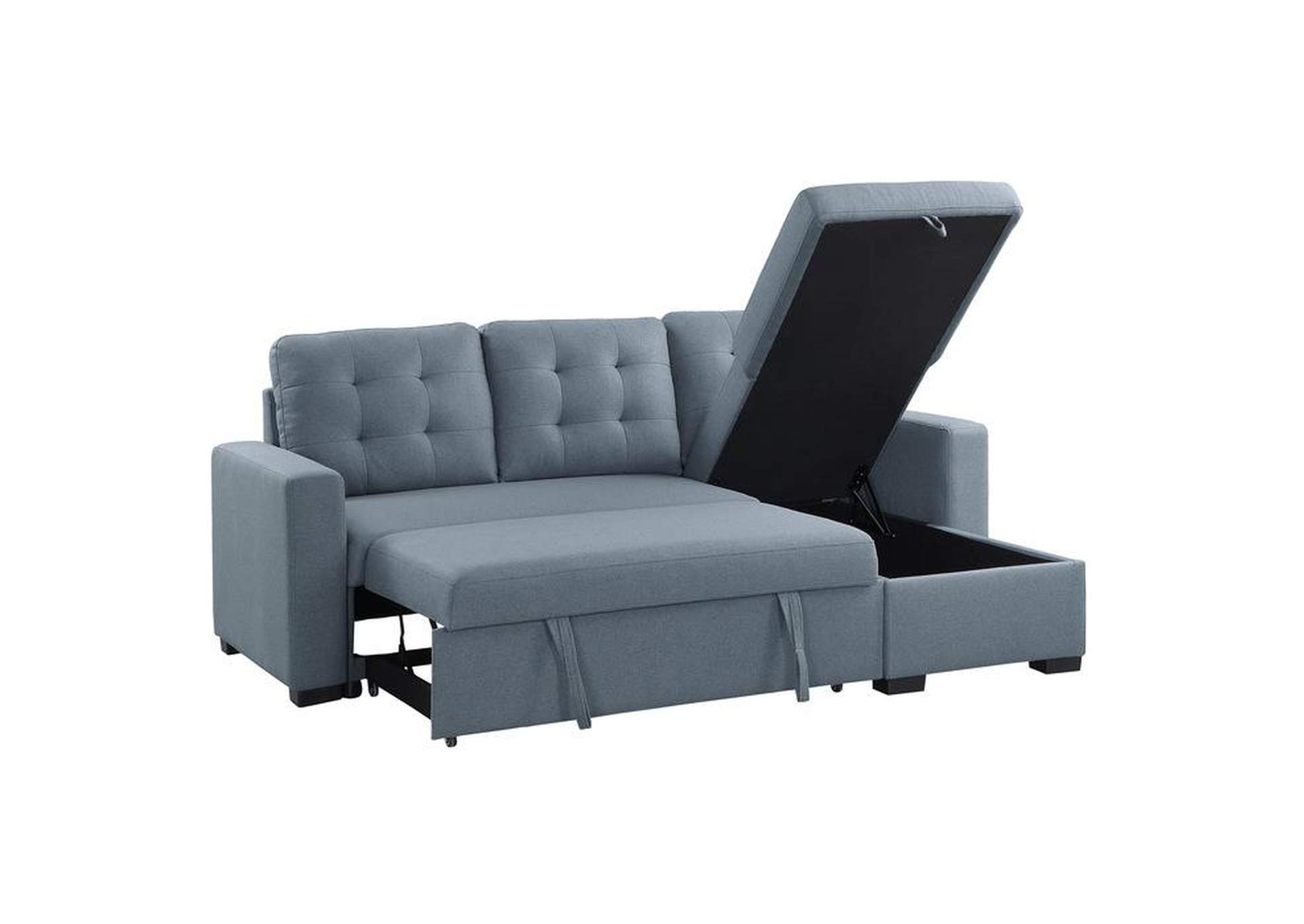Cornish 2-Piece Reversible Sectional With Pull-Out Bed And Hidden Storage,Homelegance