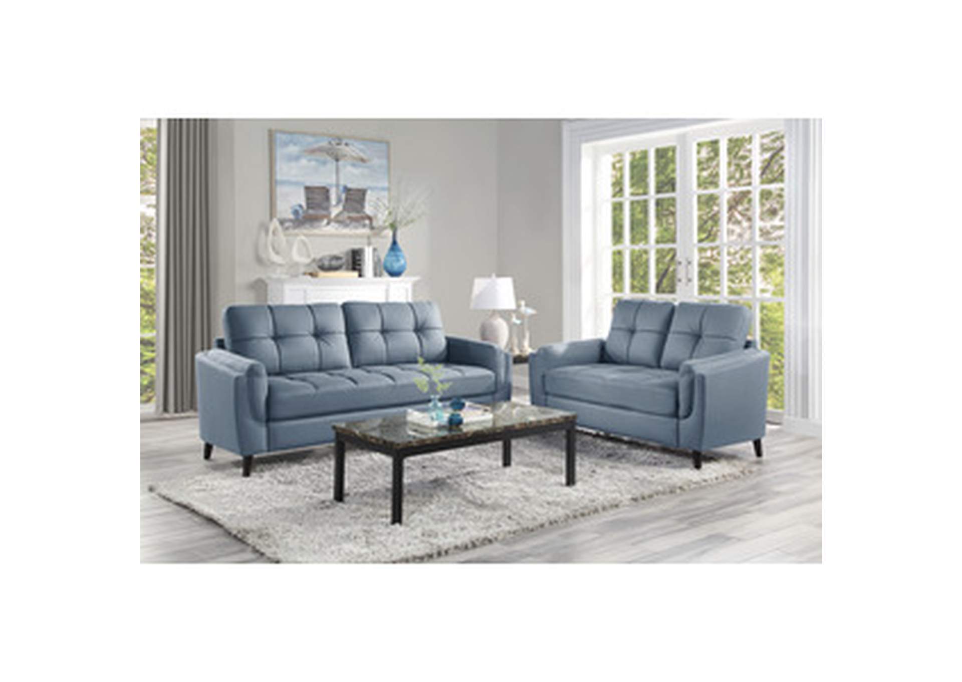 Dorelle Blue Sofa,Homelegance