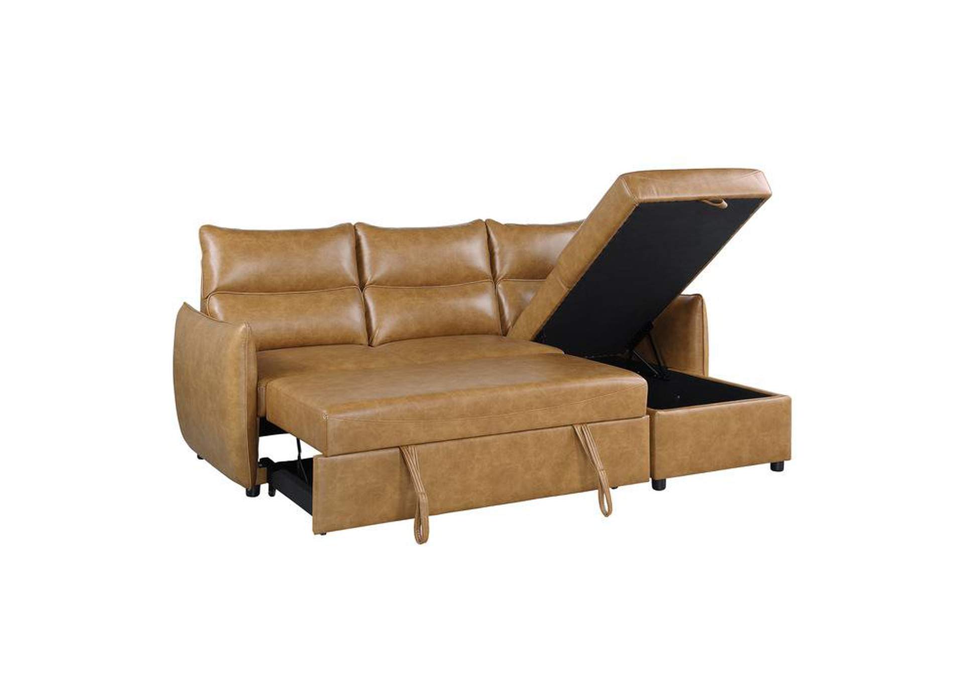 Delara 2-Piece Reversible Sectional With Pull-Out Bed And Hidden Storage,Homelegance