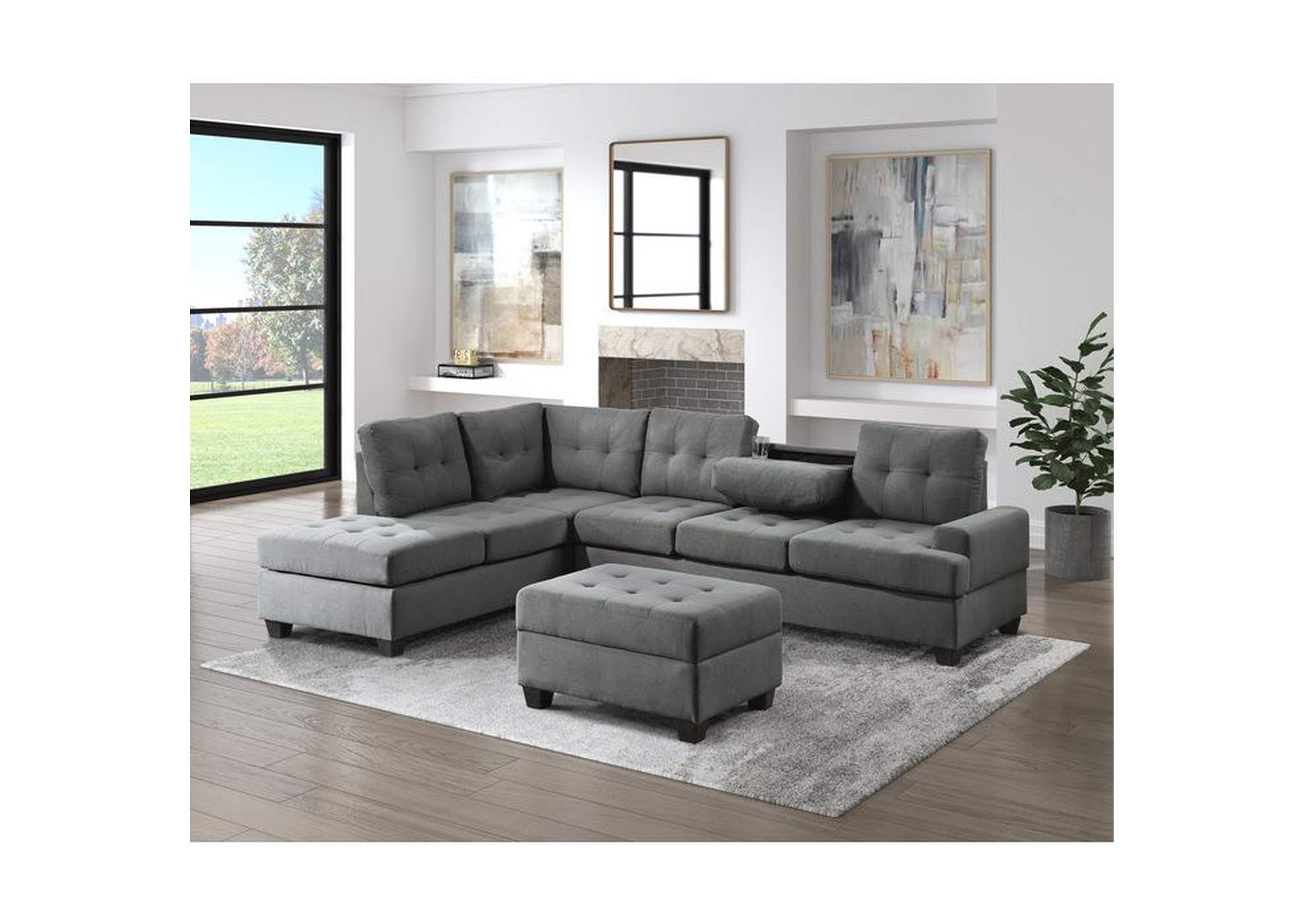 Dunstan Storage Ottoman,Homelegance