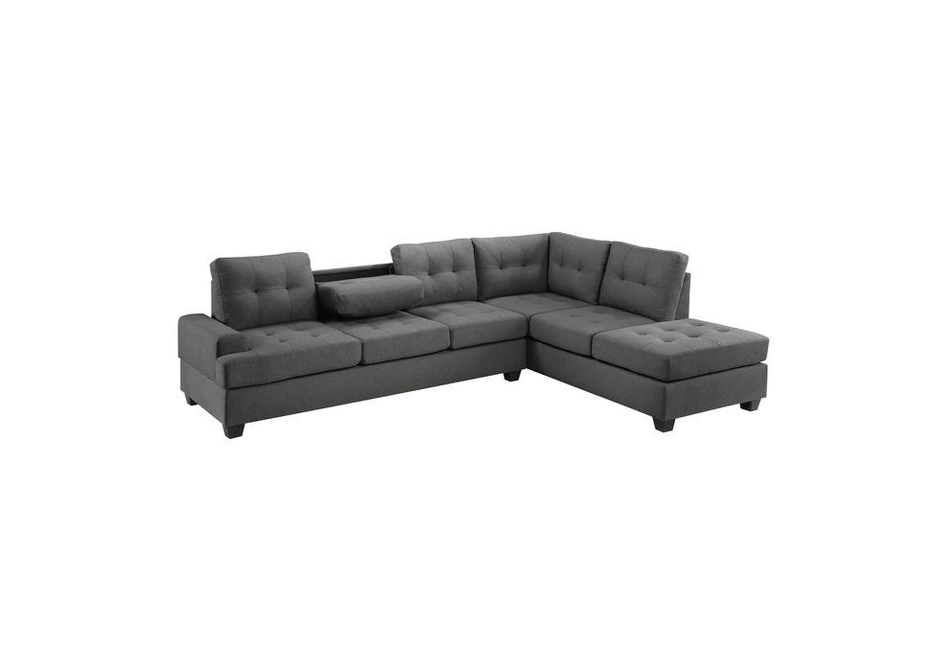 Dunstan 2-Piece Reversible Sectional With Drop-Down Cup Holders,Homelegance