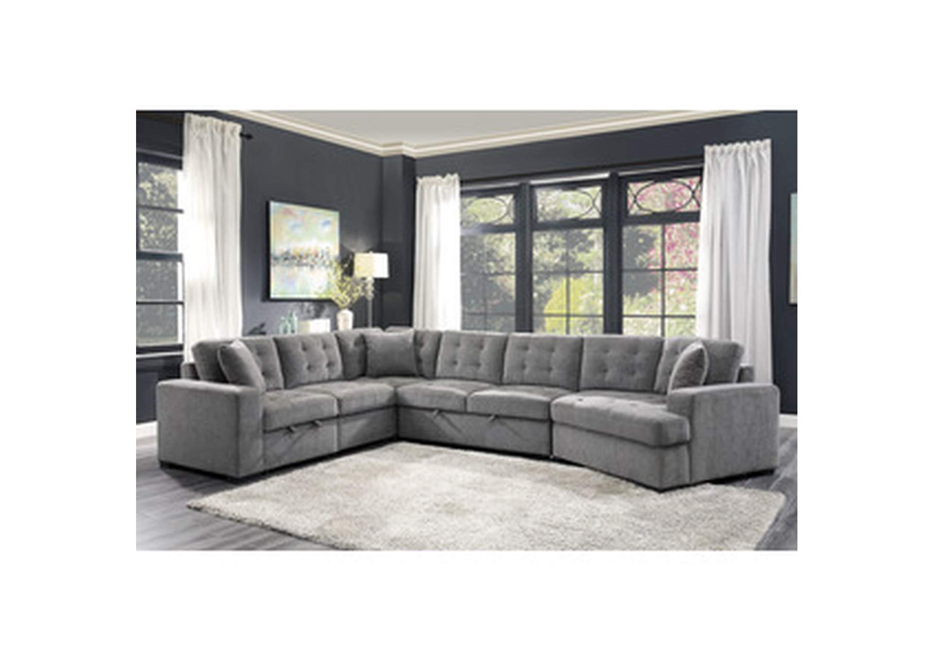 Logansport Left Side 2-Seater With Pull-Out Ottoman And 1 Pillow,Homelegance