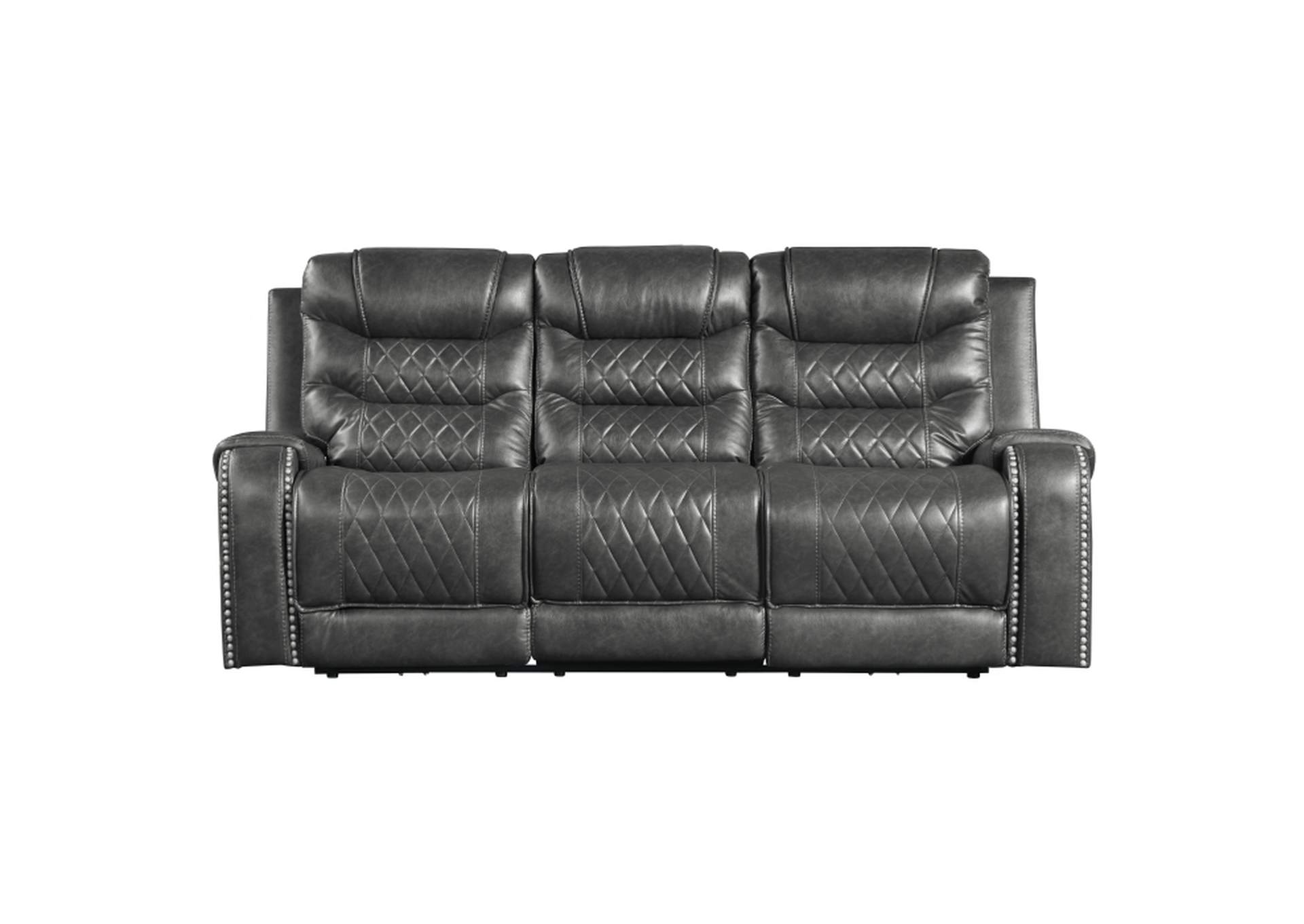 Putnam Power Double Reclining Sofa with Center Drop-Down Cup Holders, Receptacles and USB Ports,Homelegance