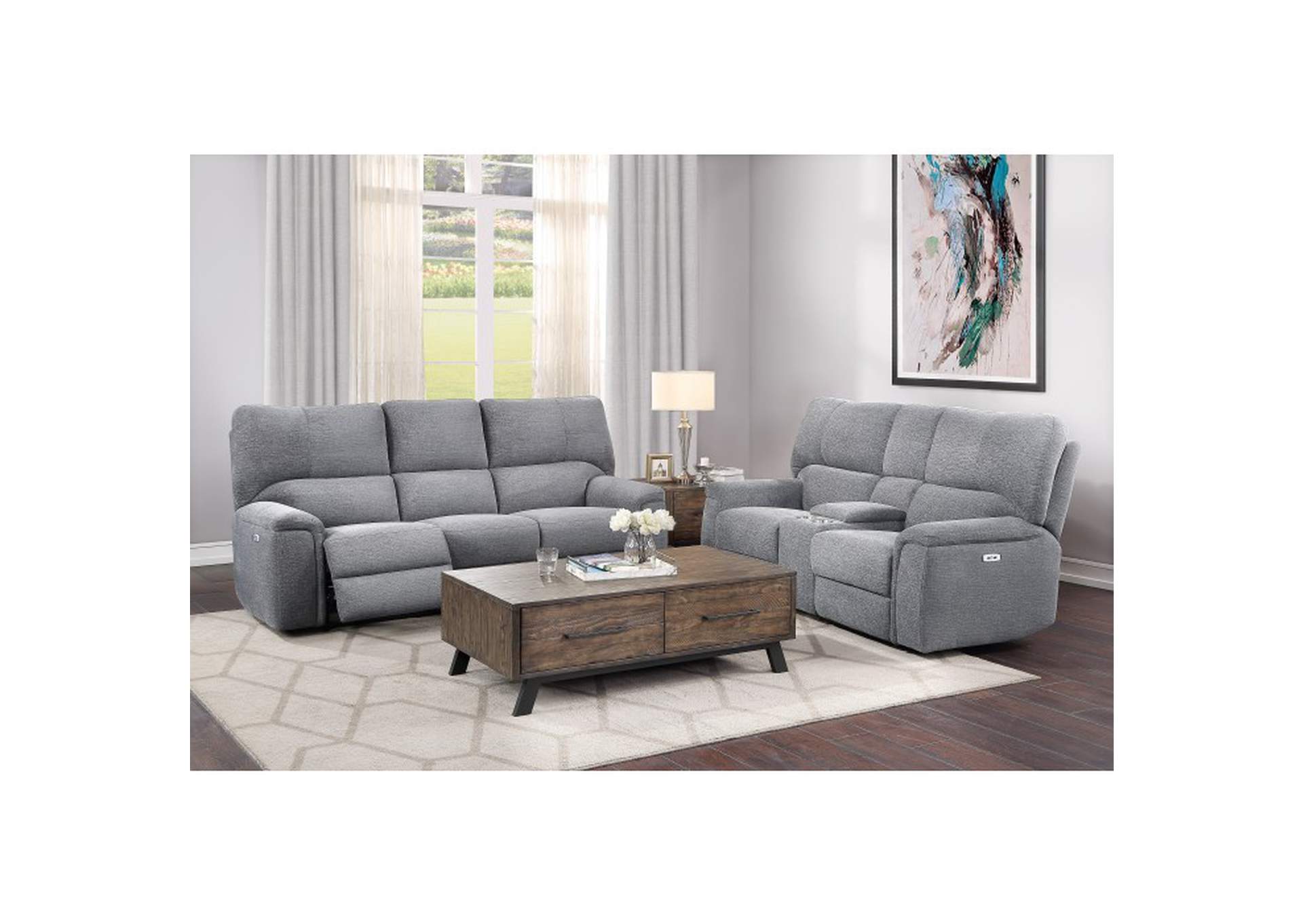 Dickinson Power Double Reclining Sofa with Power Headrests,Homelegance