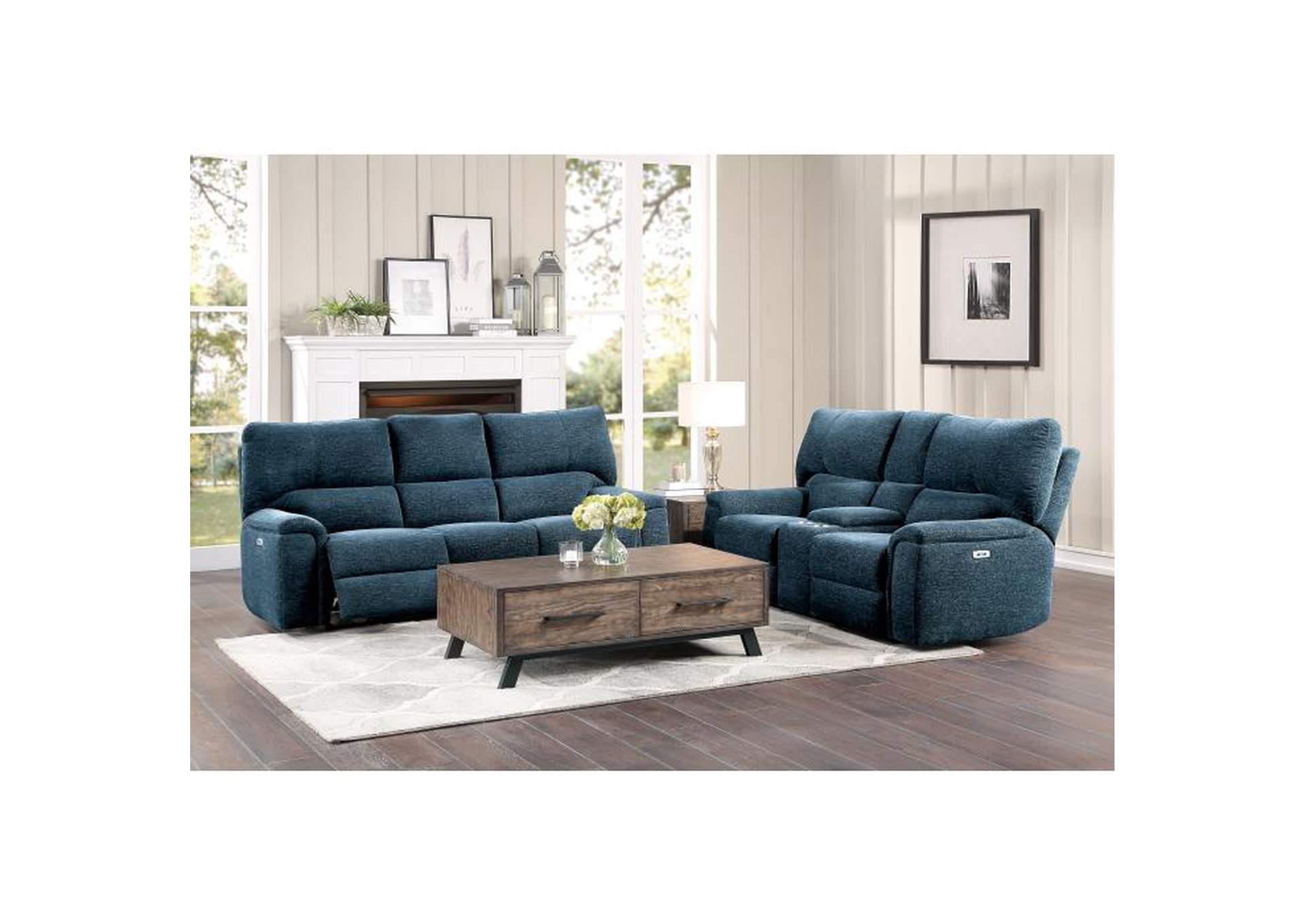 Dickinson Power Double Reclining Love Seat With Center Console And Power Headrests,Homelegance