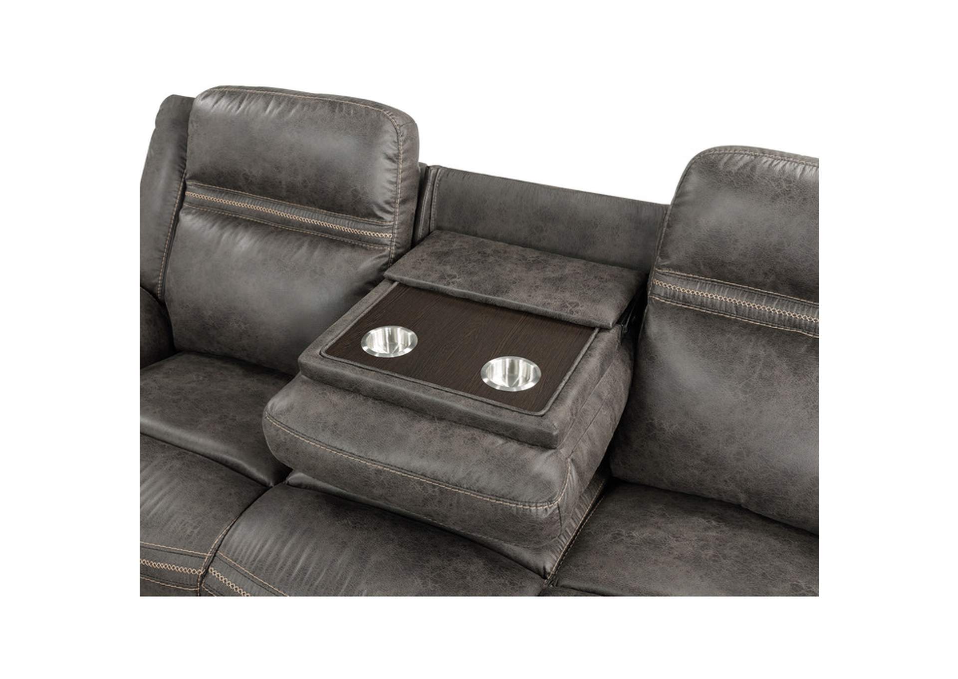 Boise Double Reclining Sofa with Center Drop-Down Cup Holders,Homelegance