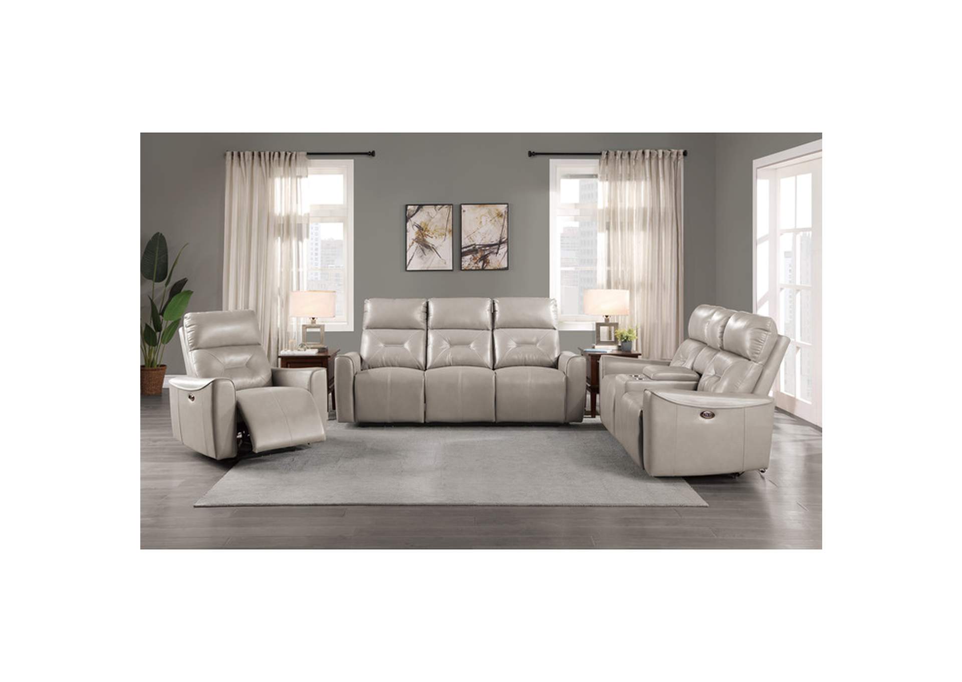 Burwell Power Double Reclining Sofa with USB Ports,Homelegance