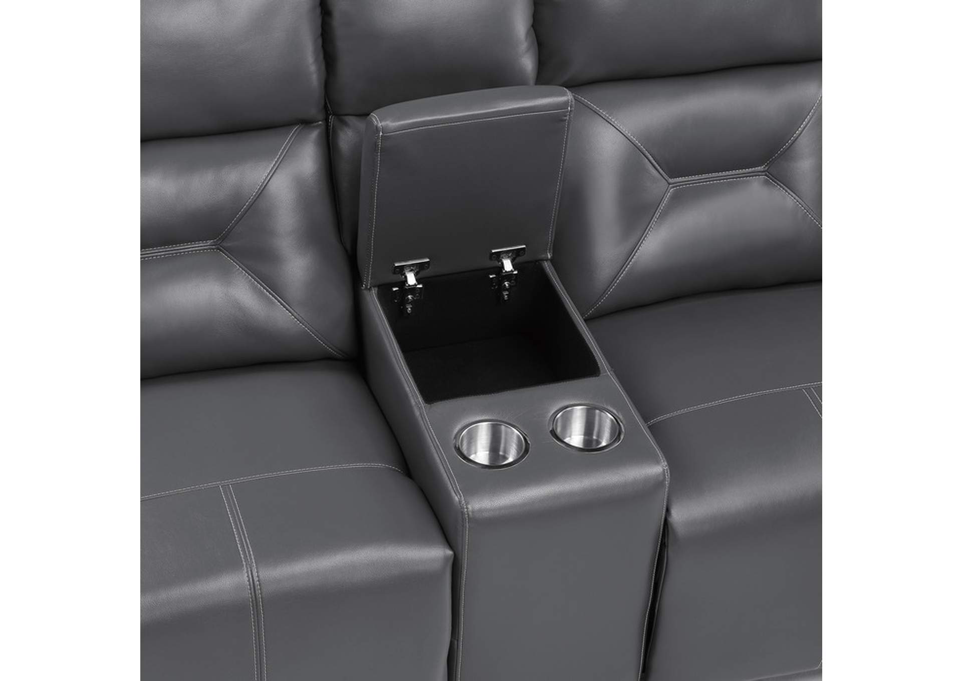 Burwell Power Double Reclining Love Seat with Center Console and USB Ports,Homelegance