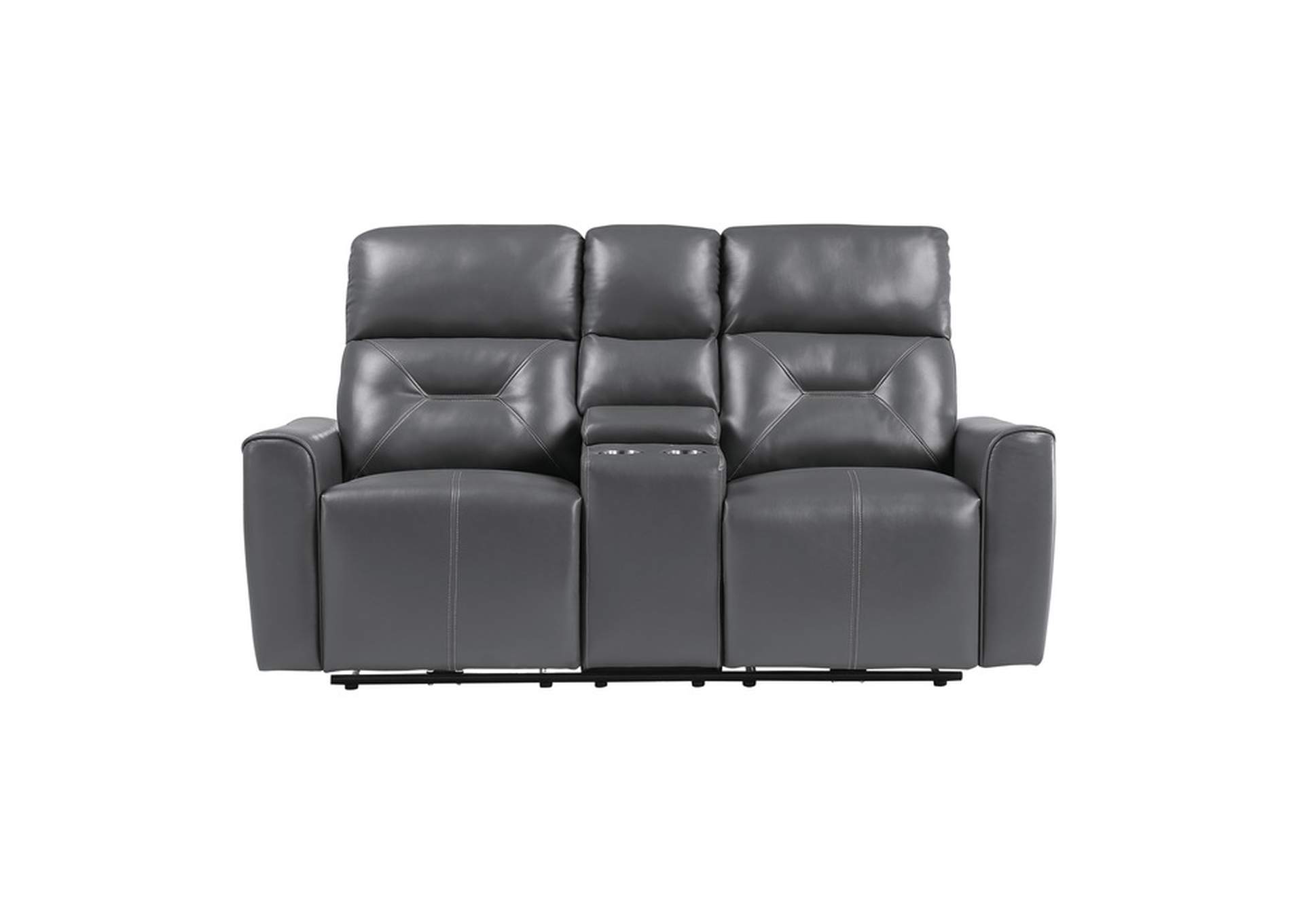Burwell Power Double Reclining Love Seat with Center Console and USB Ports,Homelegance