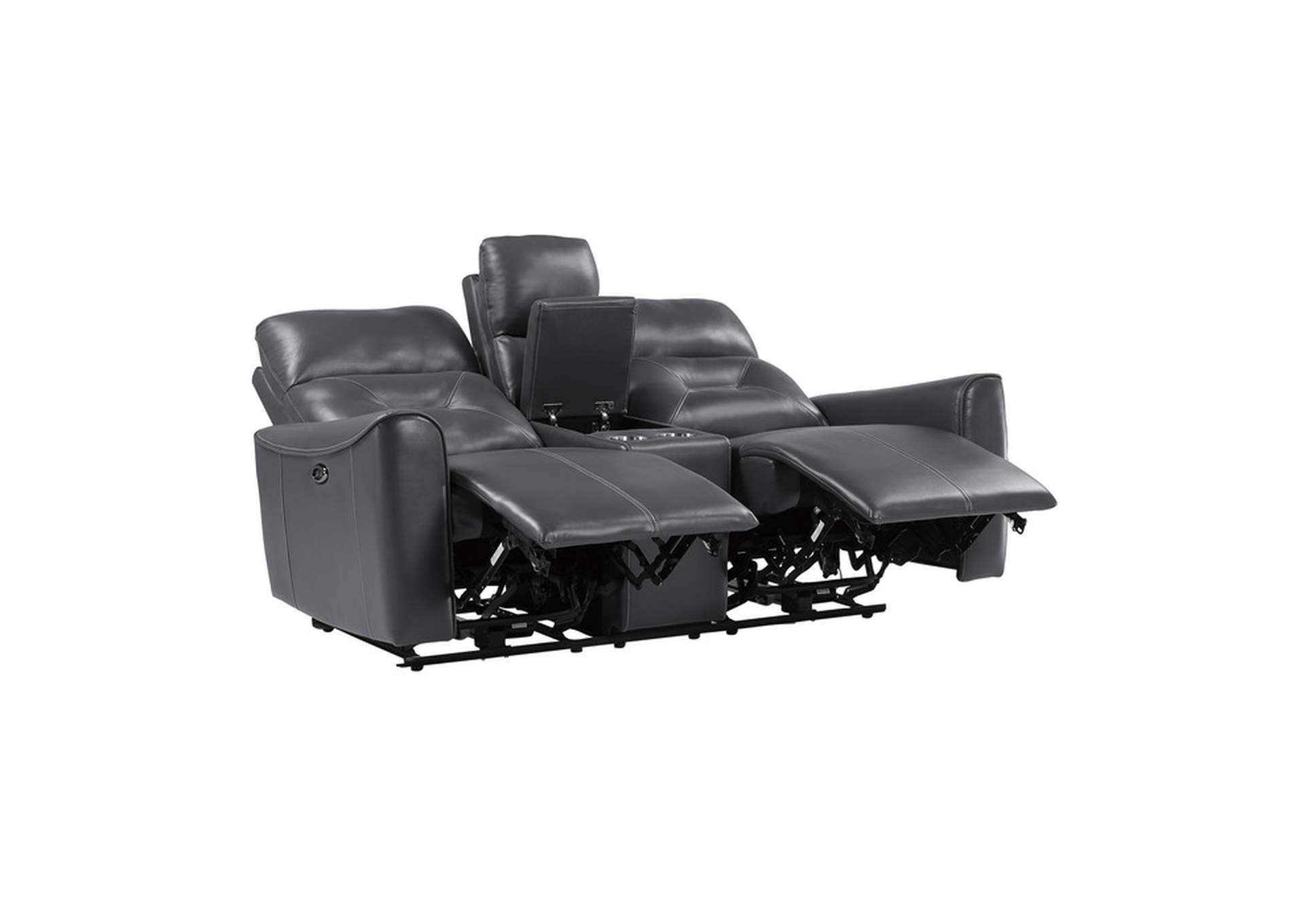 Burwell Power Double Reclining Love Seat with Center Console and USB Ports,Homelegance