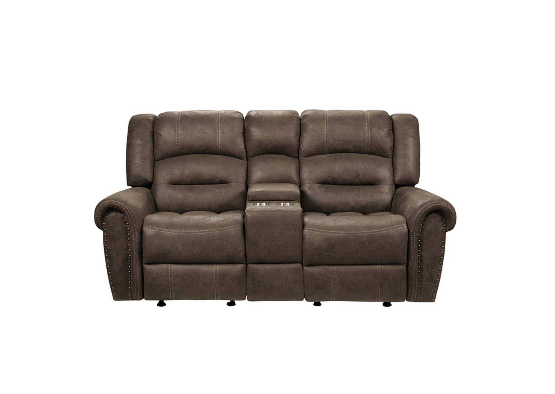 Creighton Double Glider Reclining Love Seat with Center Console,Homelegance