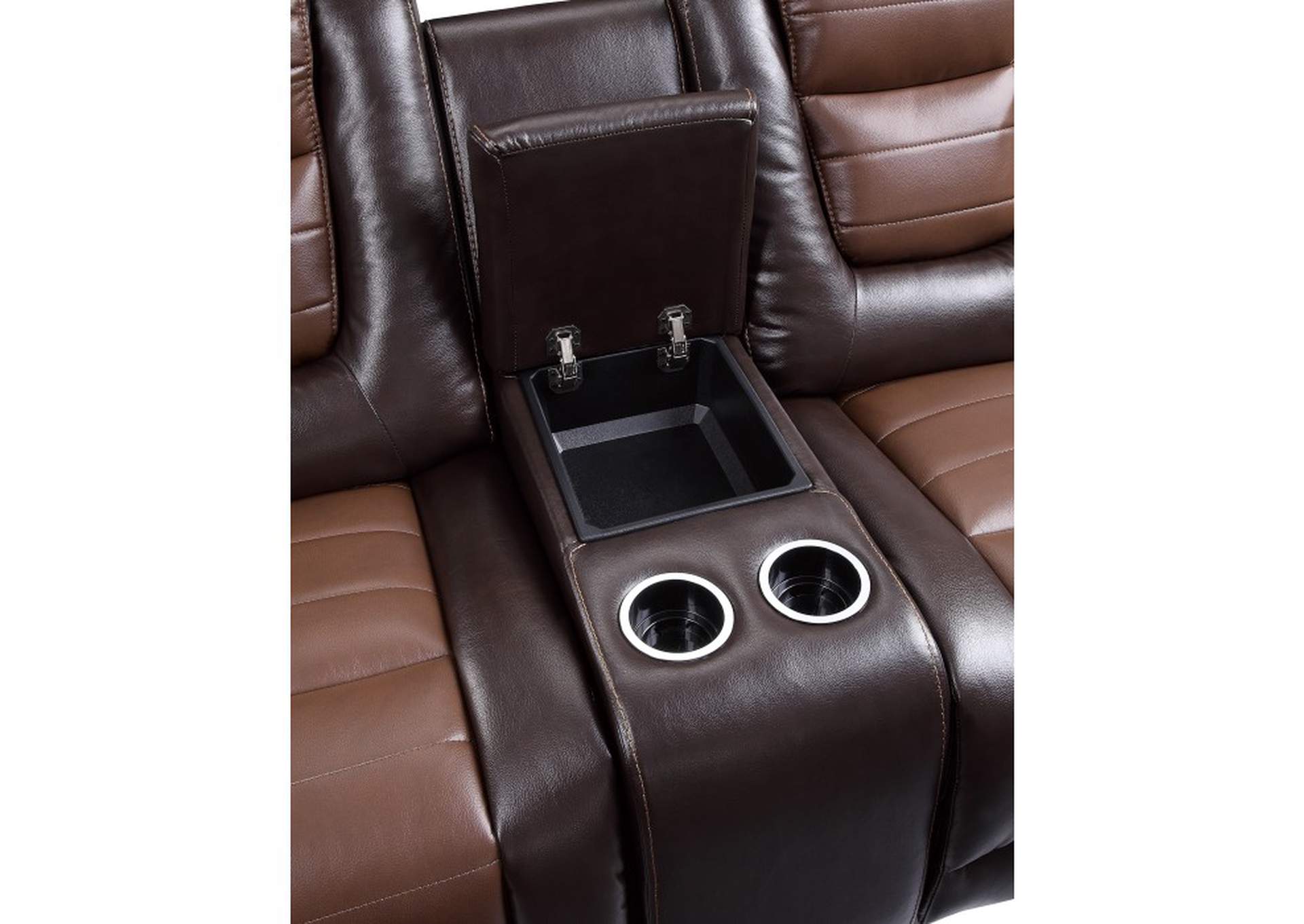 Briscoe Double Glider Reclining Love Seat with Center Console,Homelegance
